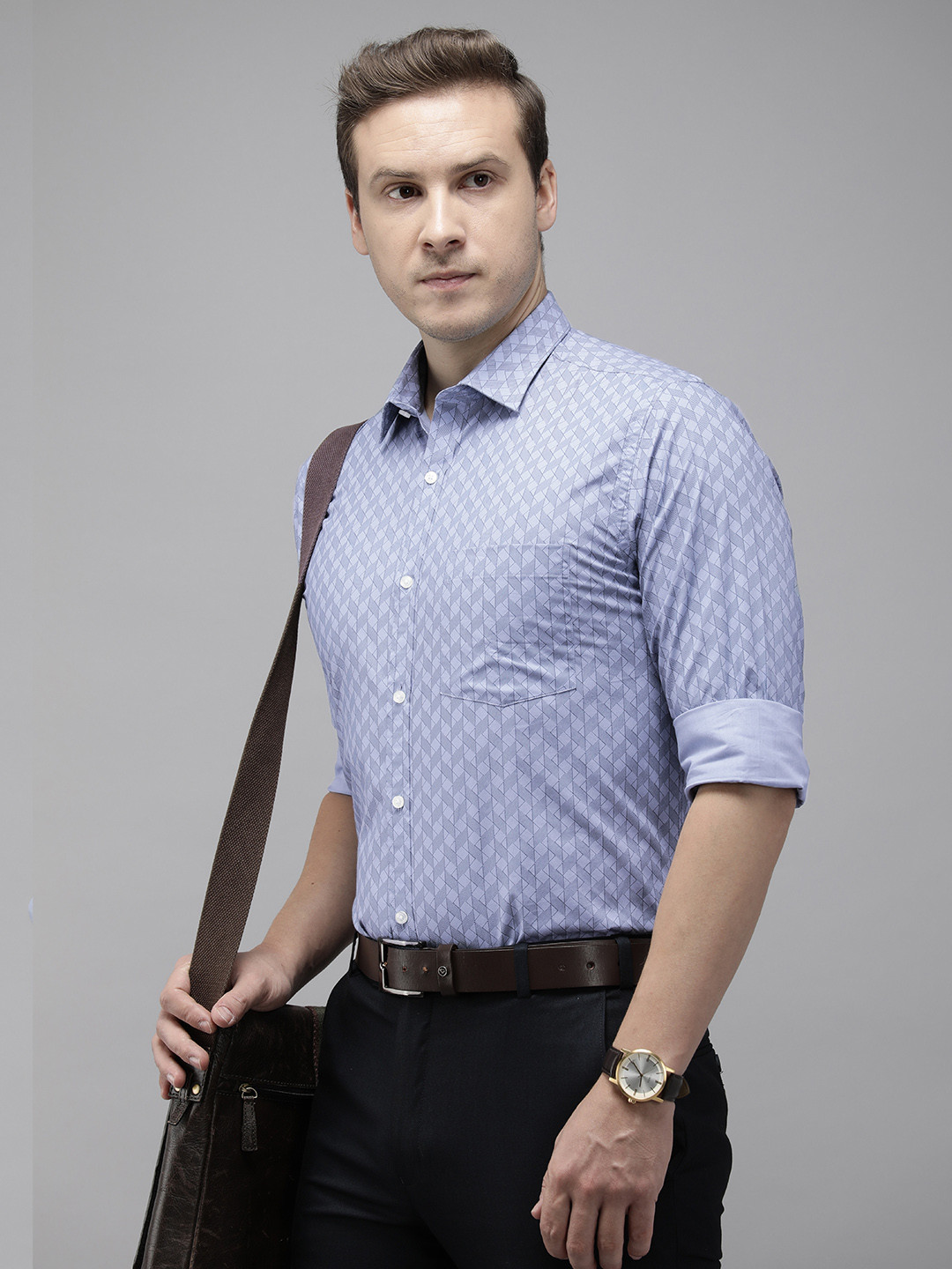 

Park Avenue Men Pure Cotton Checked Formal Shirt, Blue