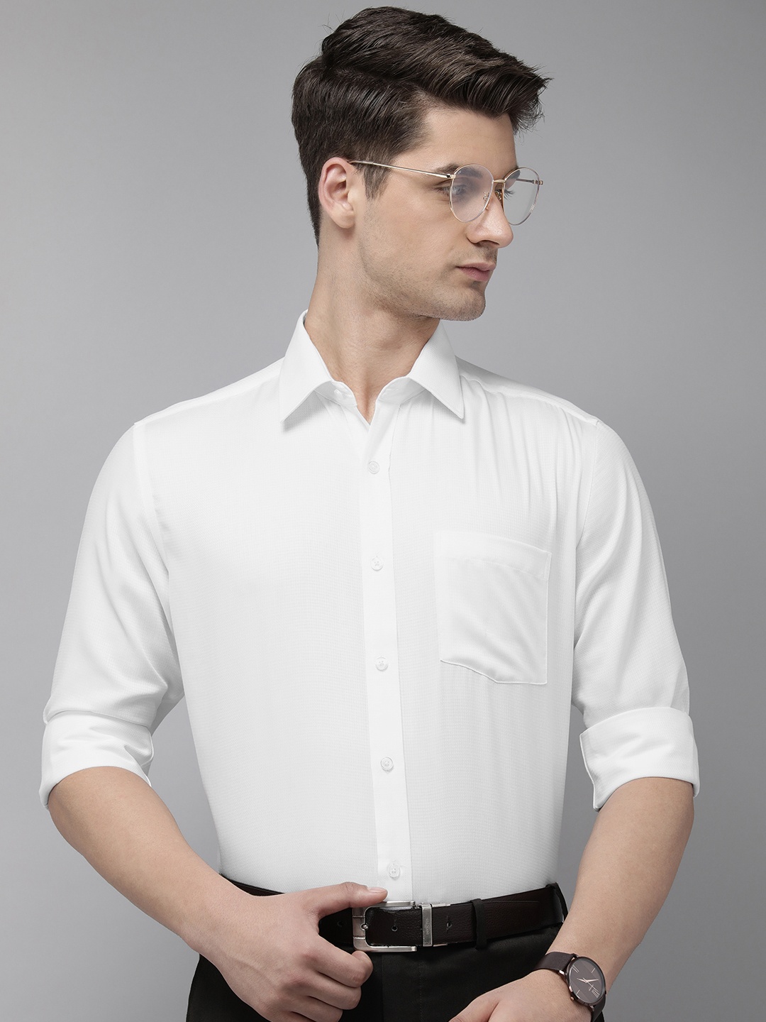 

Park Avenue Self Design Wrinkle-Free Pure Cotton Formal Shirt, White
