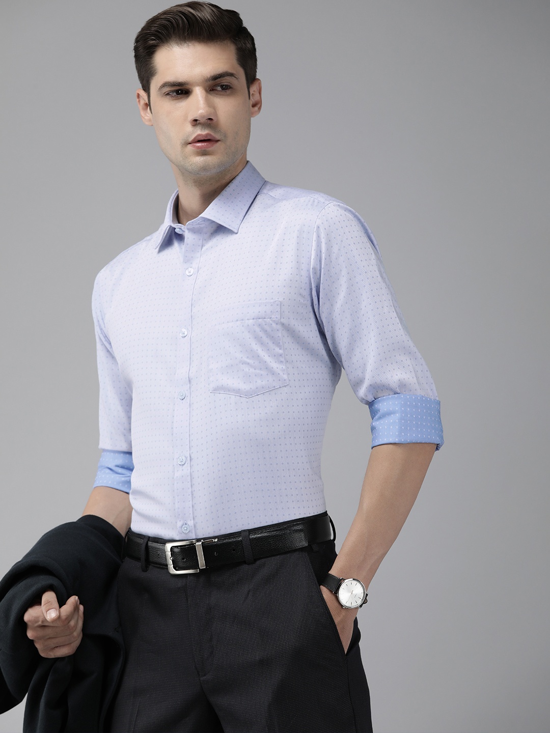 

Park Avenue Men Slim Fit Pure Cotton Formal Shirt, Blue