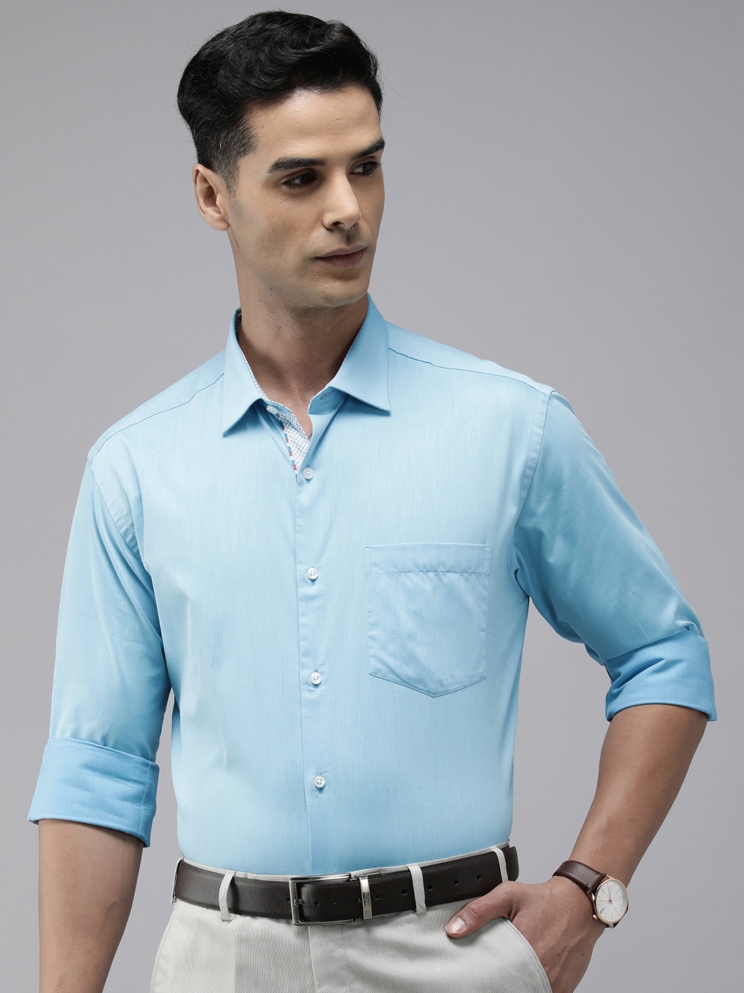 

Park Avenue Pure Cotton Slim Fit Opaque Formal Shirt, Blue