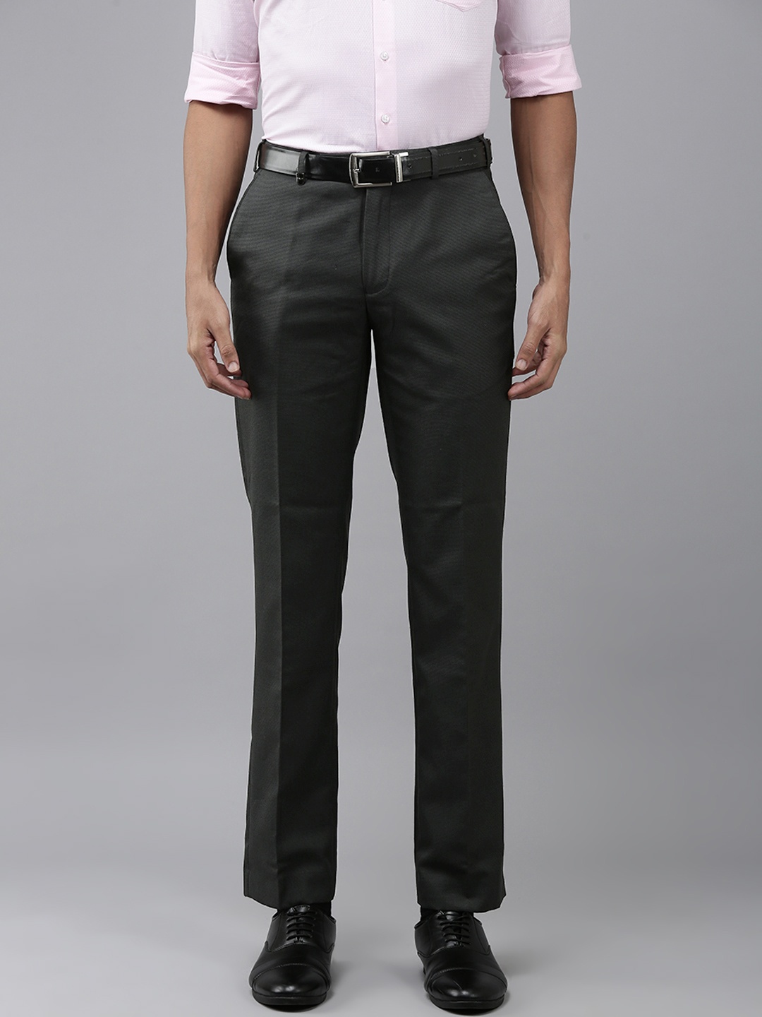 

Park Avenue Men Textured Formal Trousers, Black