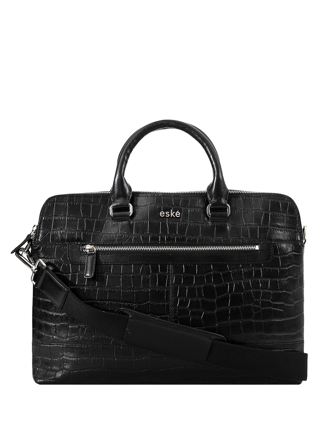 

Eske Unisex Textured Leather Laptop Bag, Black