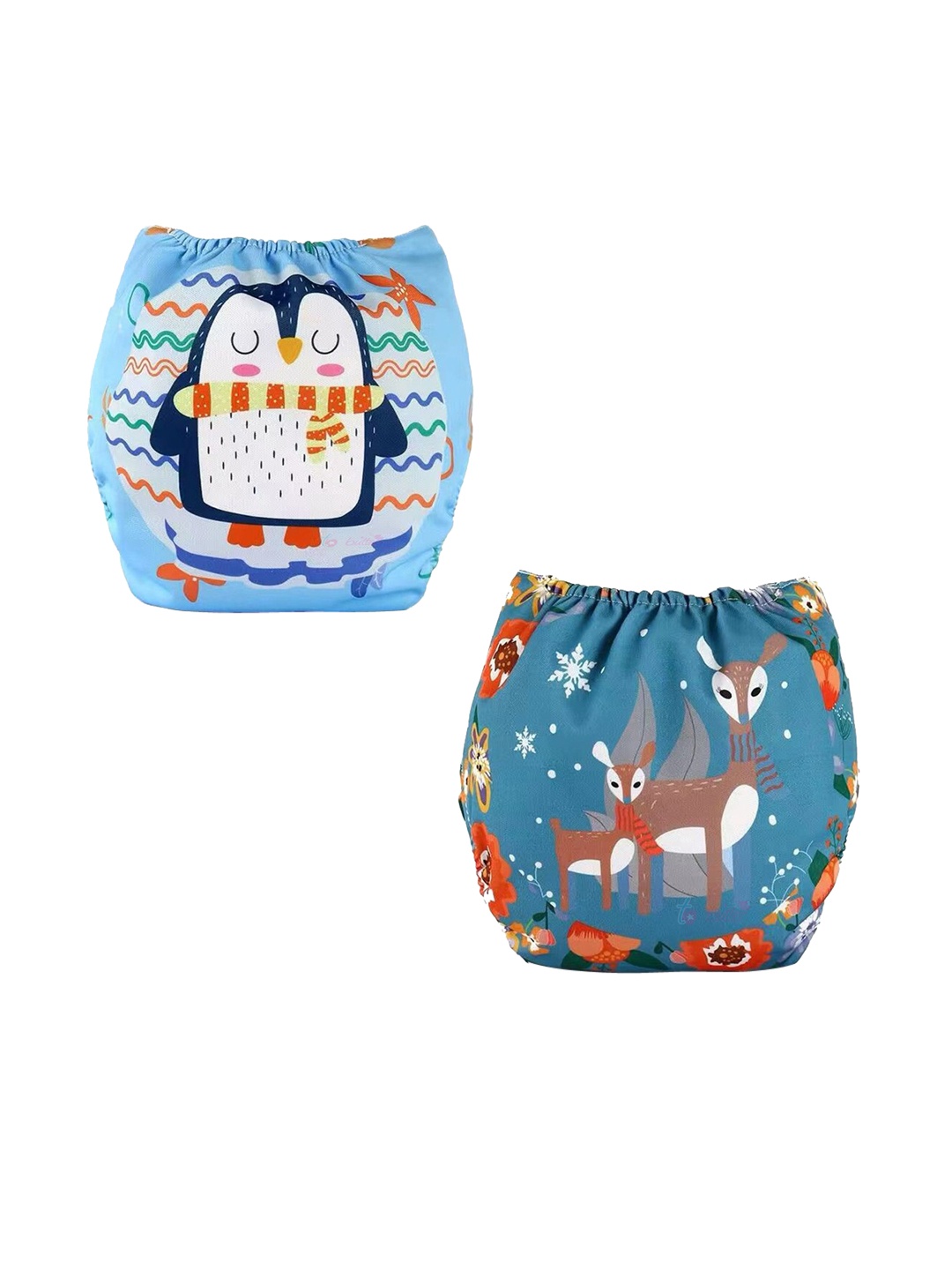 

Butterthief Kids Pack of 2 Printed Reusable Cloth Diaper, Teal