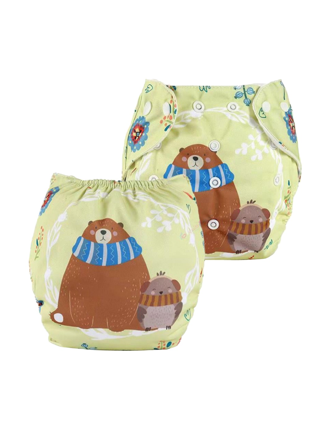 

Butterthief Kids Set of 2 Soft & Lightweight Printed Reusable Cloth Diapers, Green