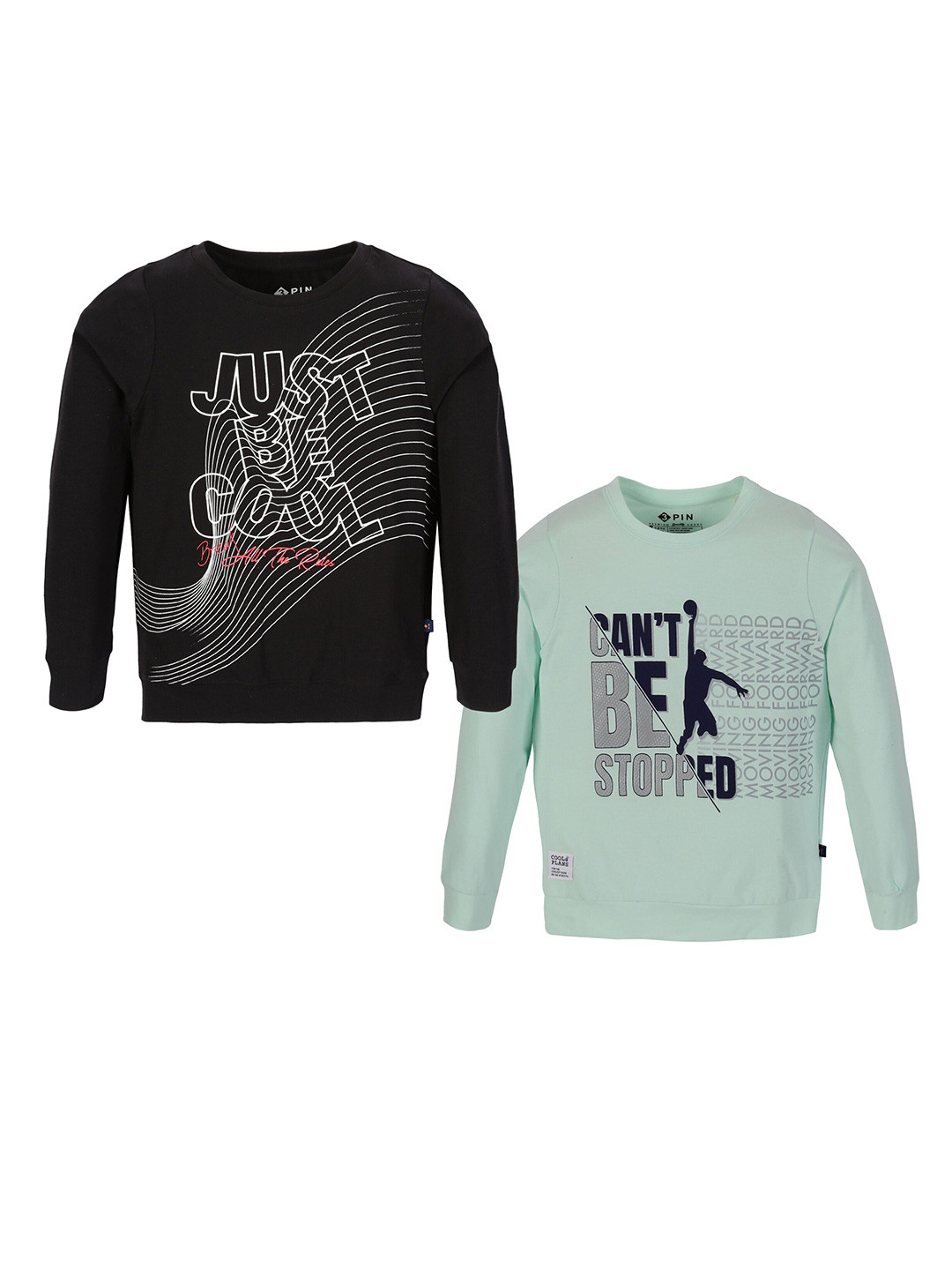 

3PIN Boys Pack Of 2 Typography Printed Cotton T-shirts, Black