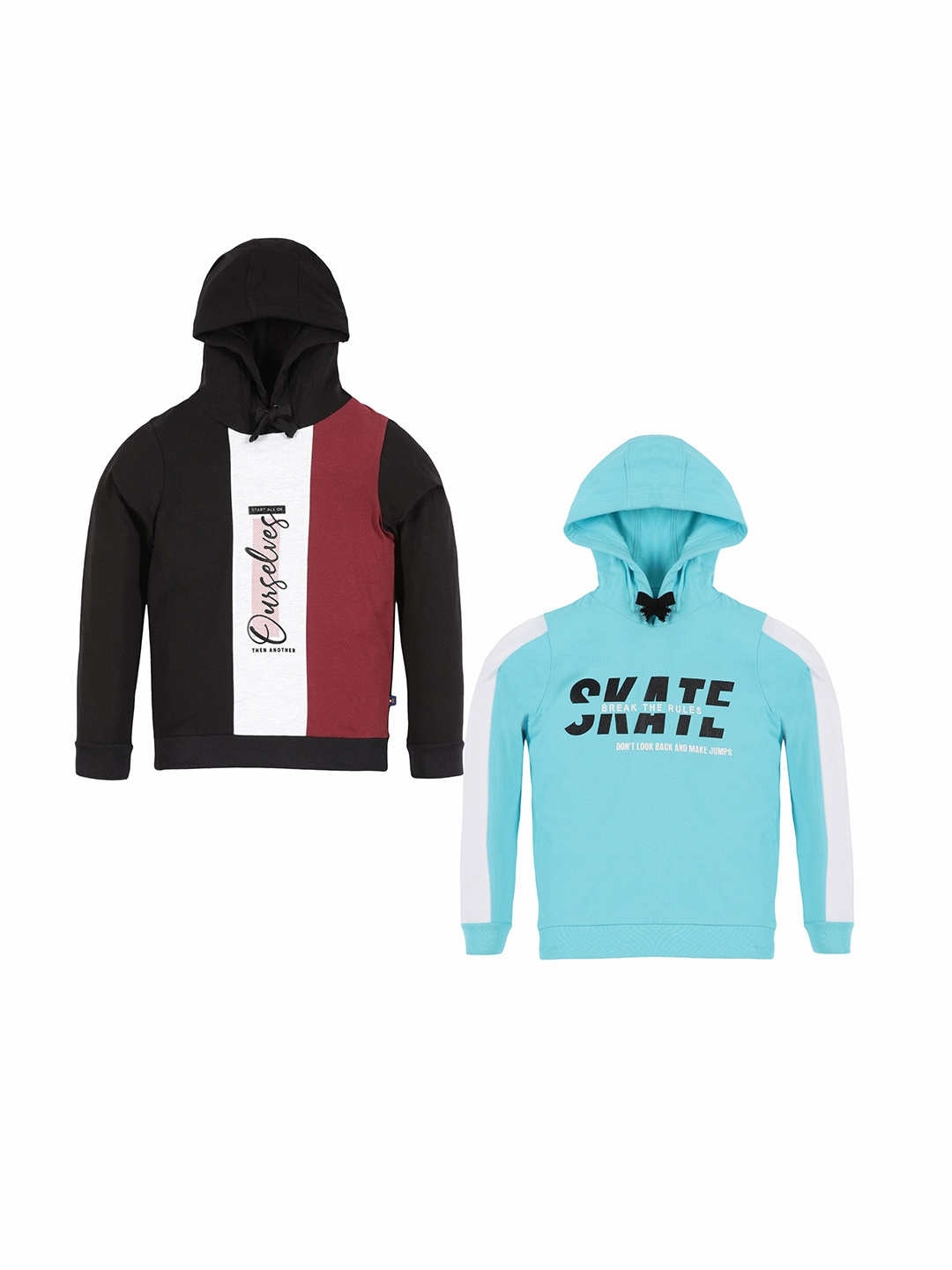 3PIN Boys Pack Of 2 Long Sleeves Hooded Cotton T-shirts, White