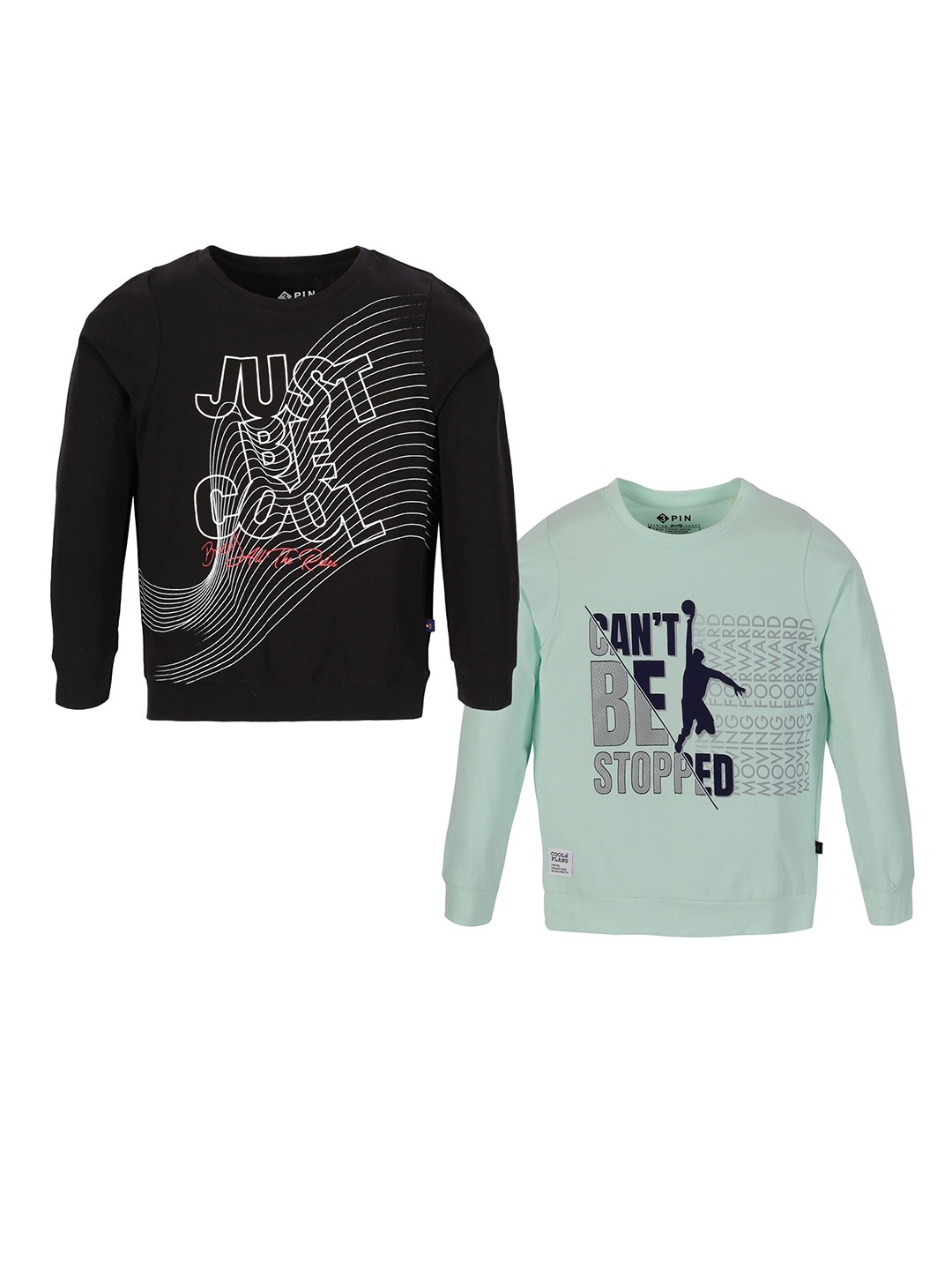 

3PIN Boys Pack Of 2 Printed Long Sleeves Cotton T-shirts, Black