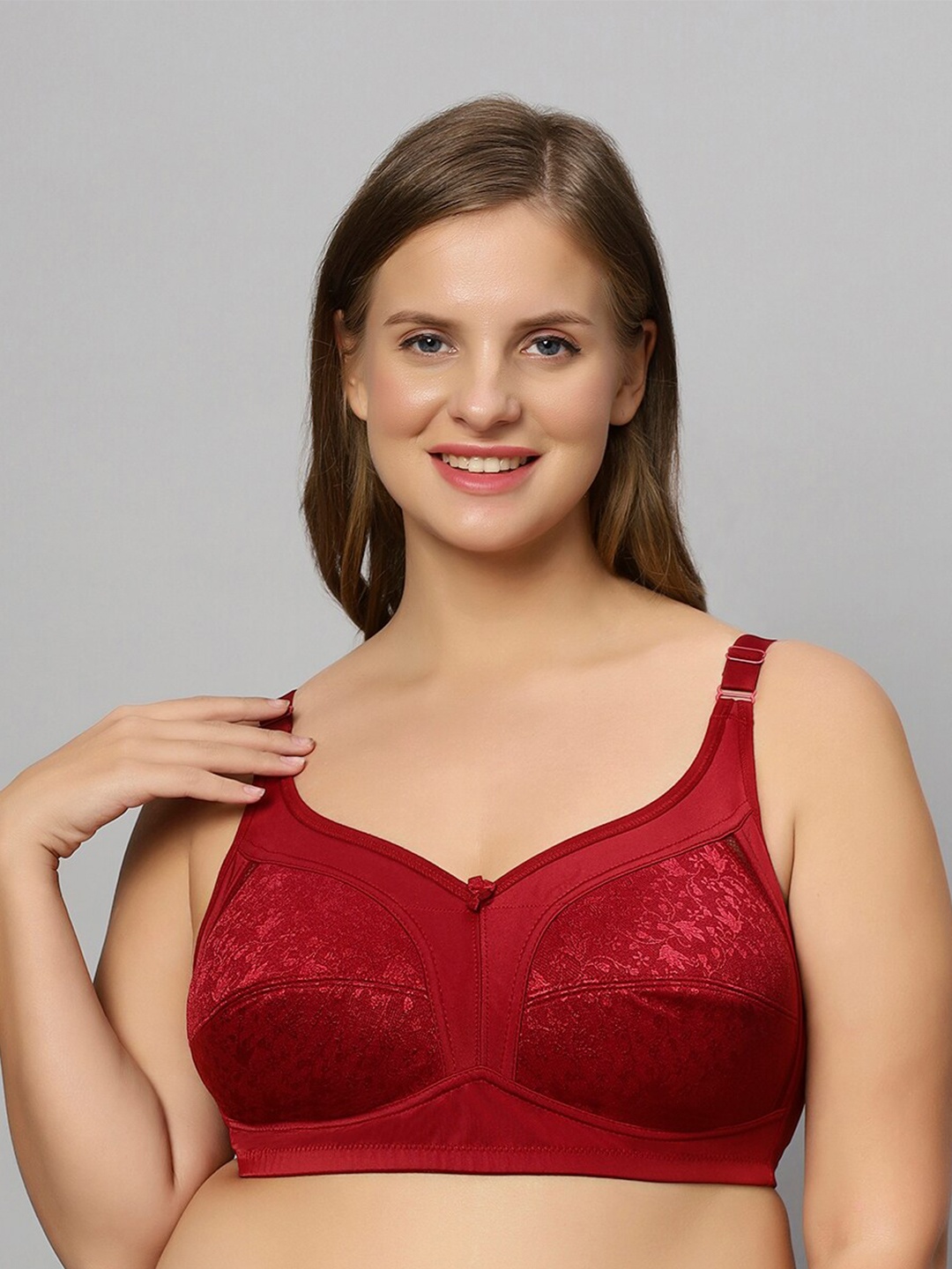 

Bluenixie Plus Size Full Coverage Non Padded Minimizer Bra With All Day Comfort, Maroon