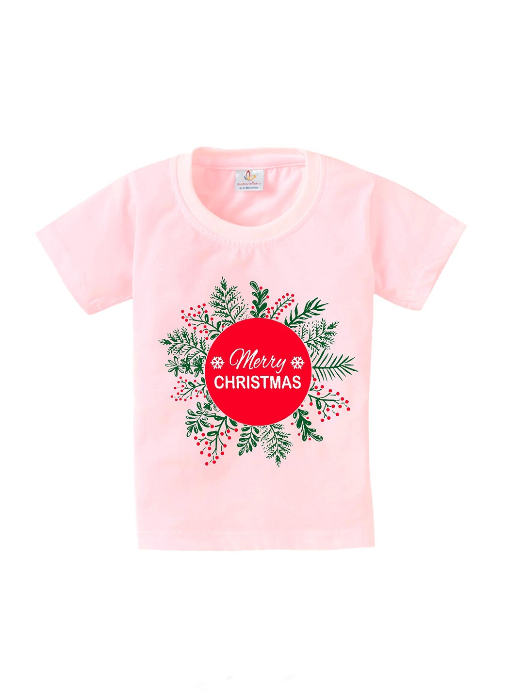 

Babywish Kids Christmas Printed Quickly Dry Cotton Relaxed Fit T-Shirt, Pink