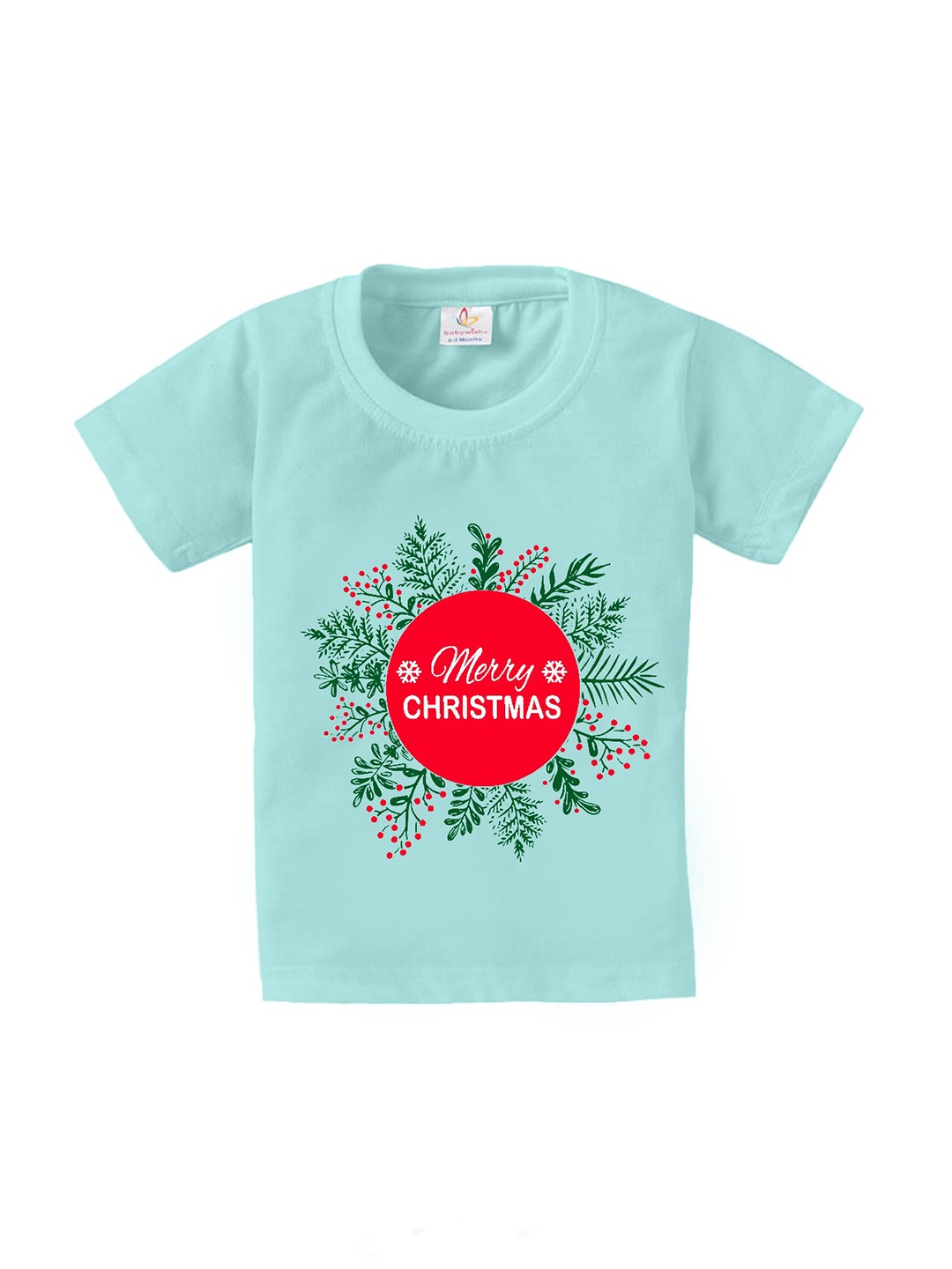 

Babywish Kids Merry Christmas Printed Cotton T-shirt, Sea green