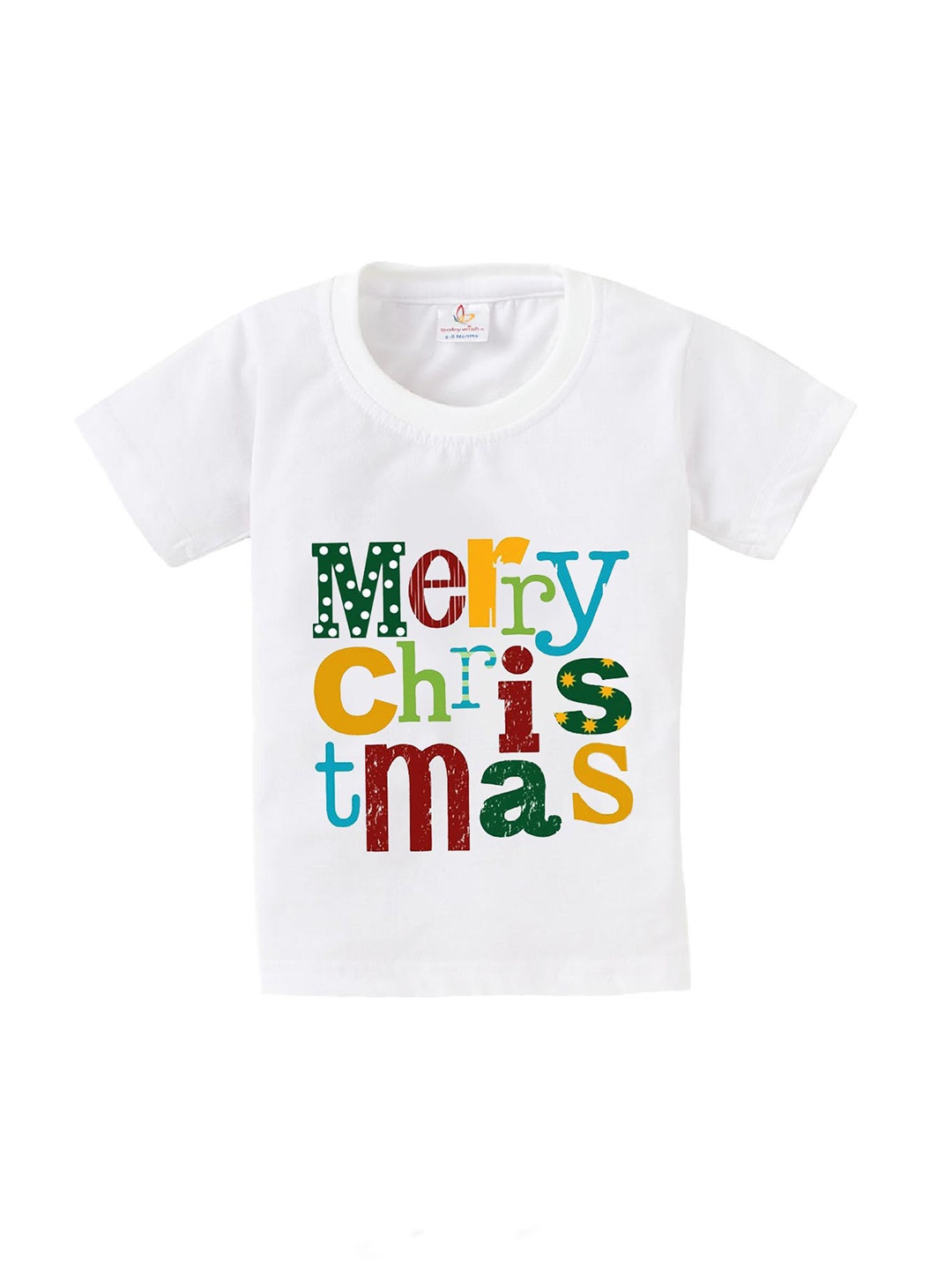 

Babywish Kids Christmas Printed Quickly Dry Cotton Relaxed Fit T-Shirt, White