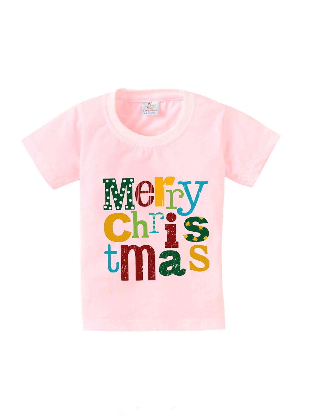 

Babywish Kids Merry Christmas Printed Cotton T-shirt, Pink