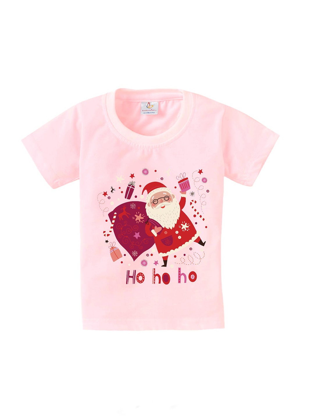 

Babywish Kids Christmas Printed Quickly Dry Cotton Relaxed Fit T-Shirt, Pink