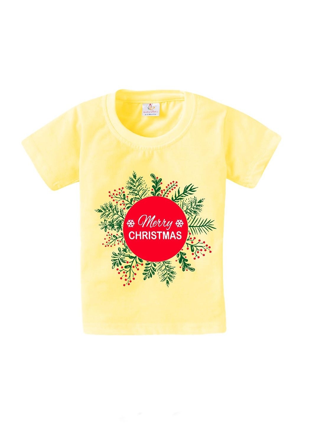 

Babywish Kids Christmas Printed Quickly Dry Cotton Relaxed Fit T-Shirt, Yellow