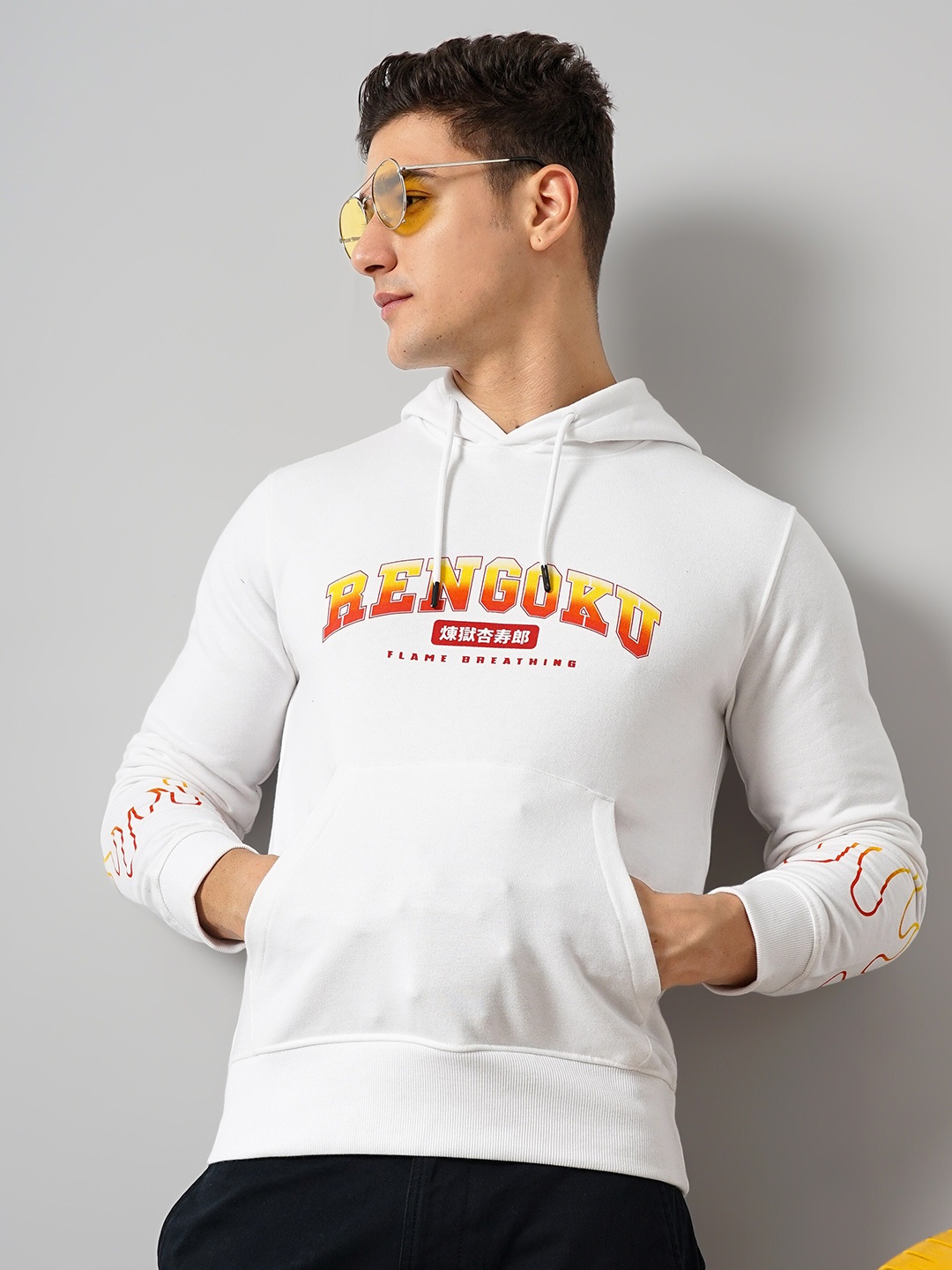 

Celio Demon Slayer Printed Hooded Cotton Pullover, White