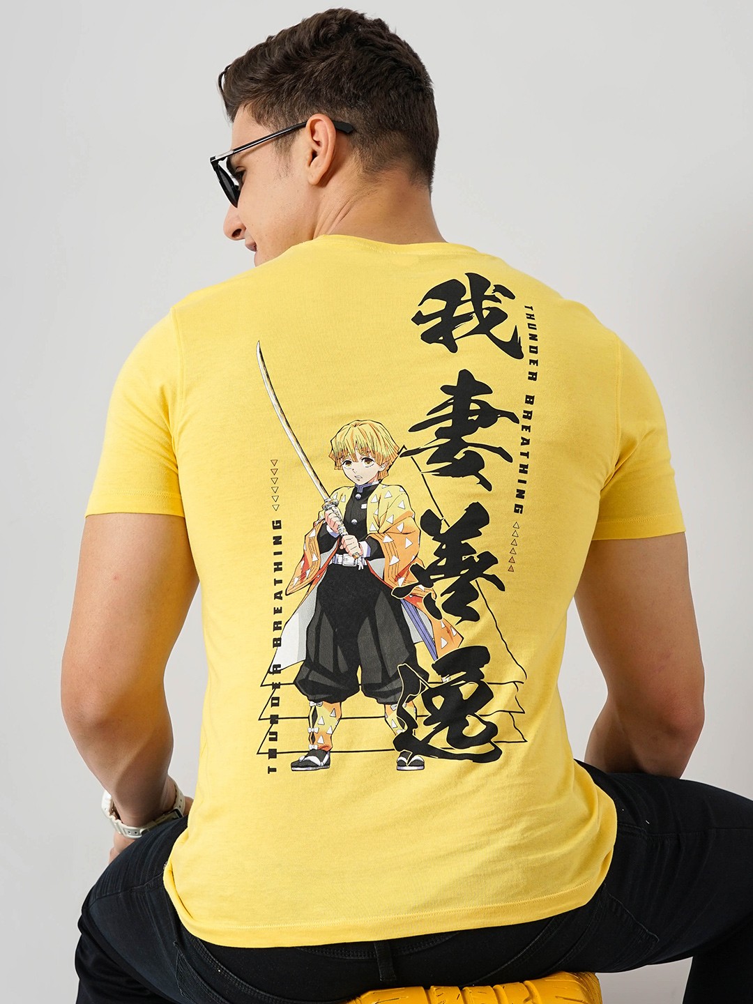 

Celio Demon Slayer Kimetsu no Yaiba Printed Cotton T-shirt, Yellow