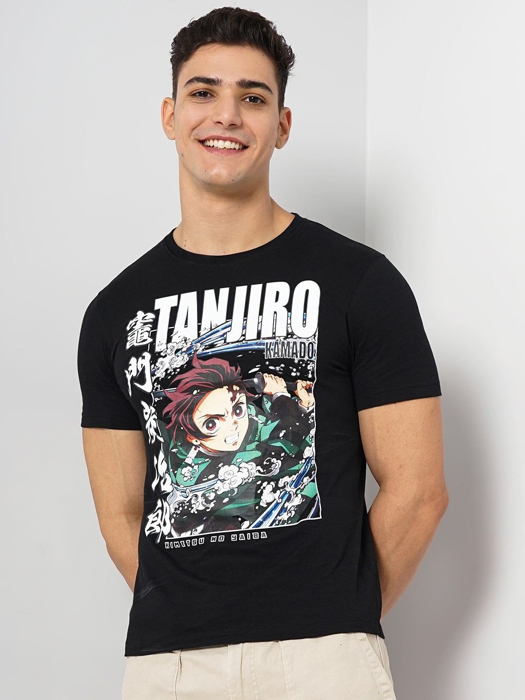 

Celio Demon Slayer Kimetsu no Yaiba Printed Cotton T-shirt, Black