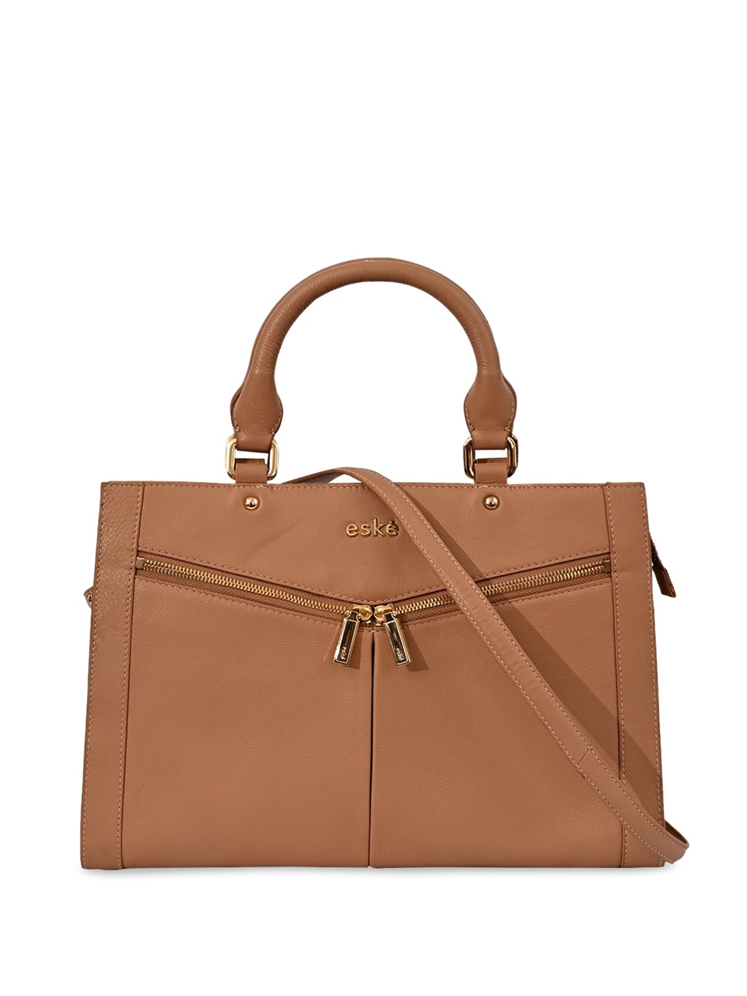 

Eske Textured Leather Structured Handheld Bag, Brown