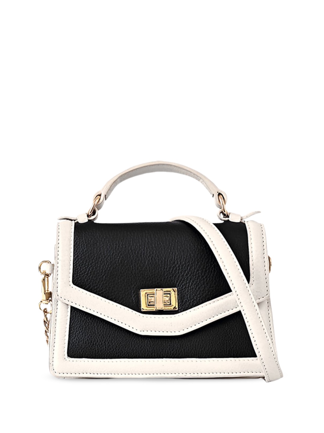 

Eske Colourblocked Structured Leather Handheld Bag, Black