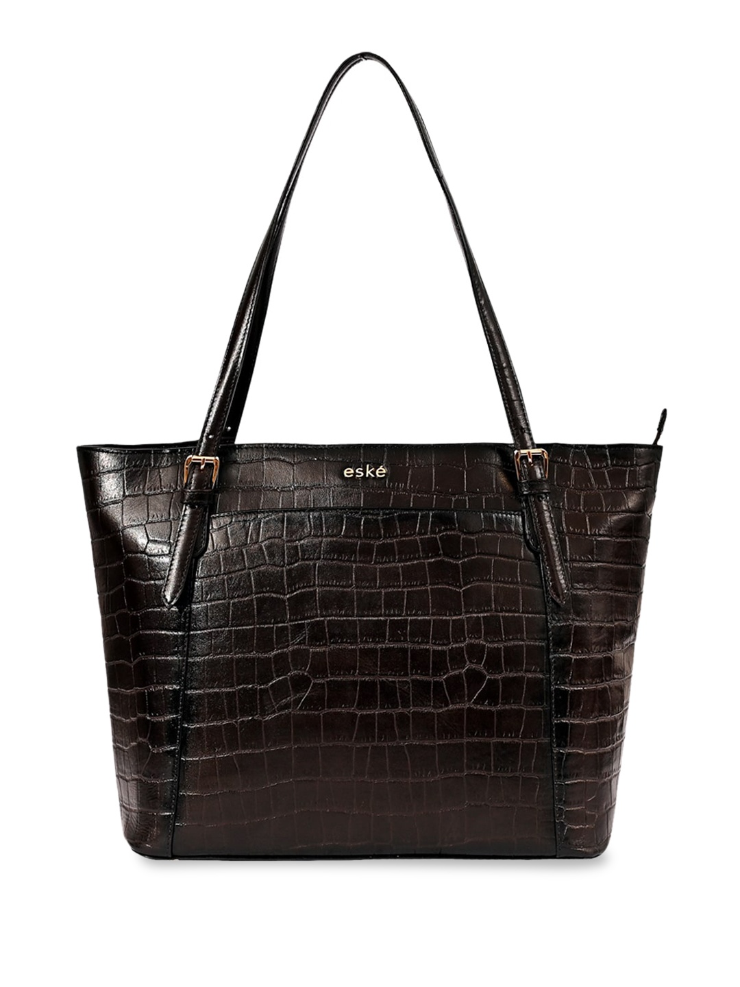 

Eske Animal Textured Leather Shoulder Bag, Coffee brown