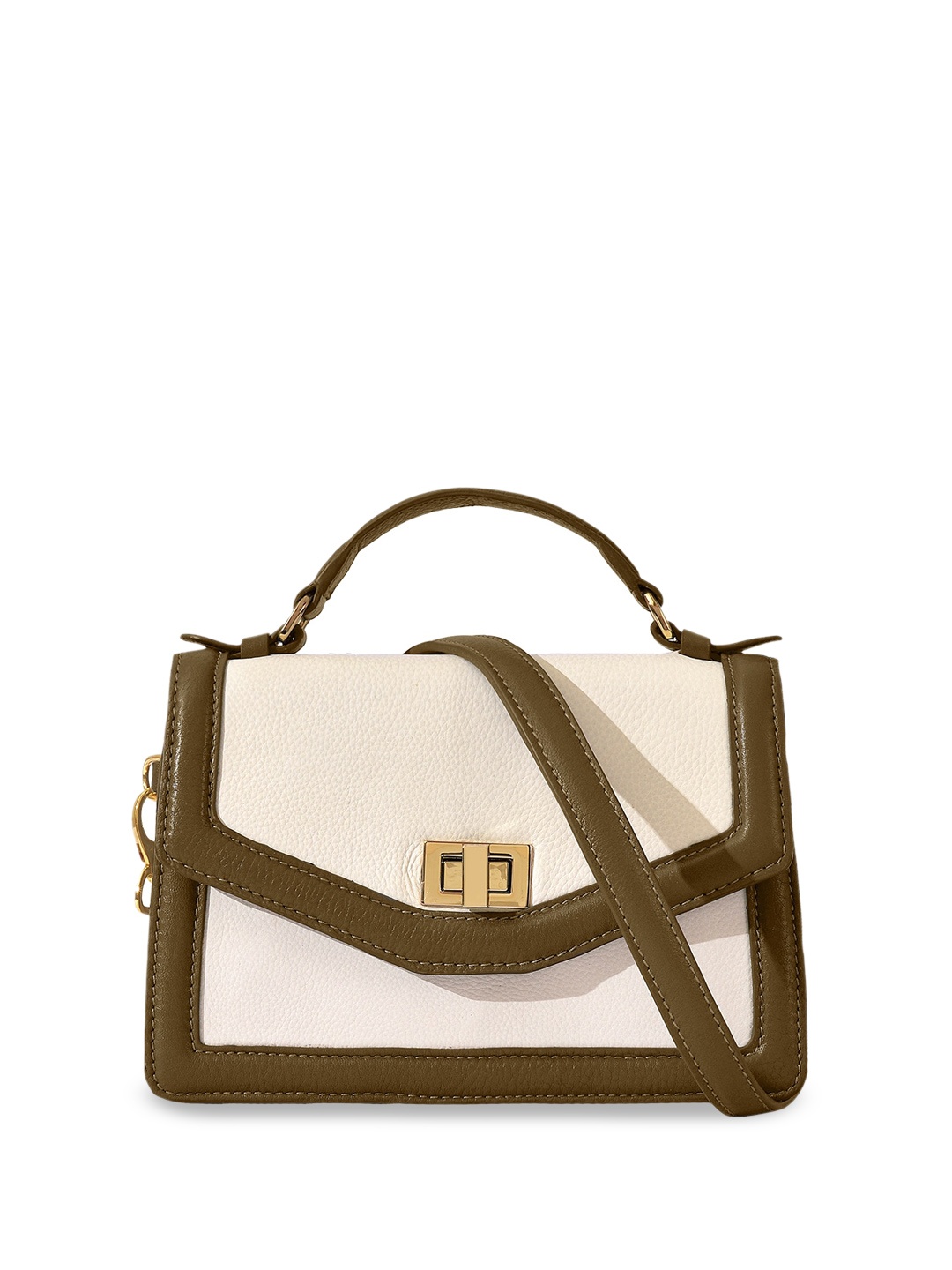 

Eske Textured Structured Leather Satchel, Cream