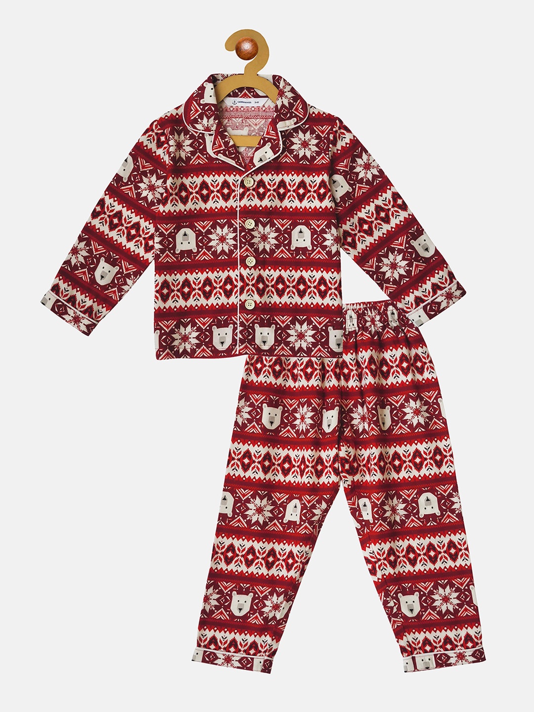 

Campana Boys Conversational Printed Pure Cotton Night suit, Red