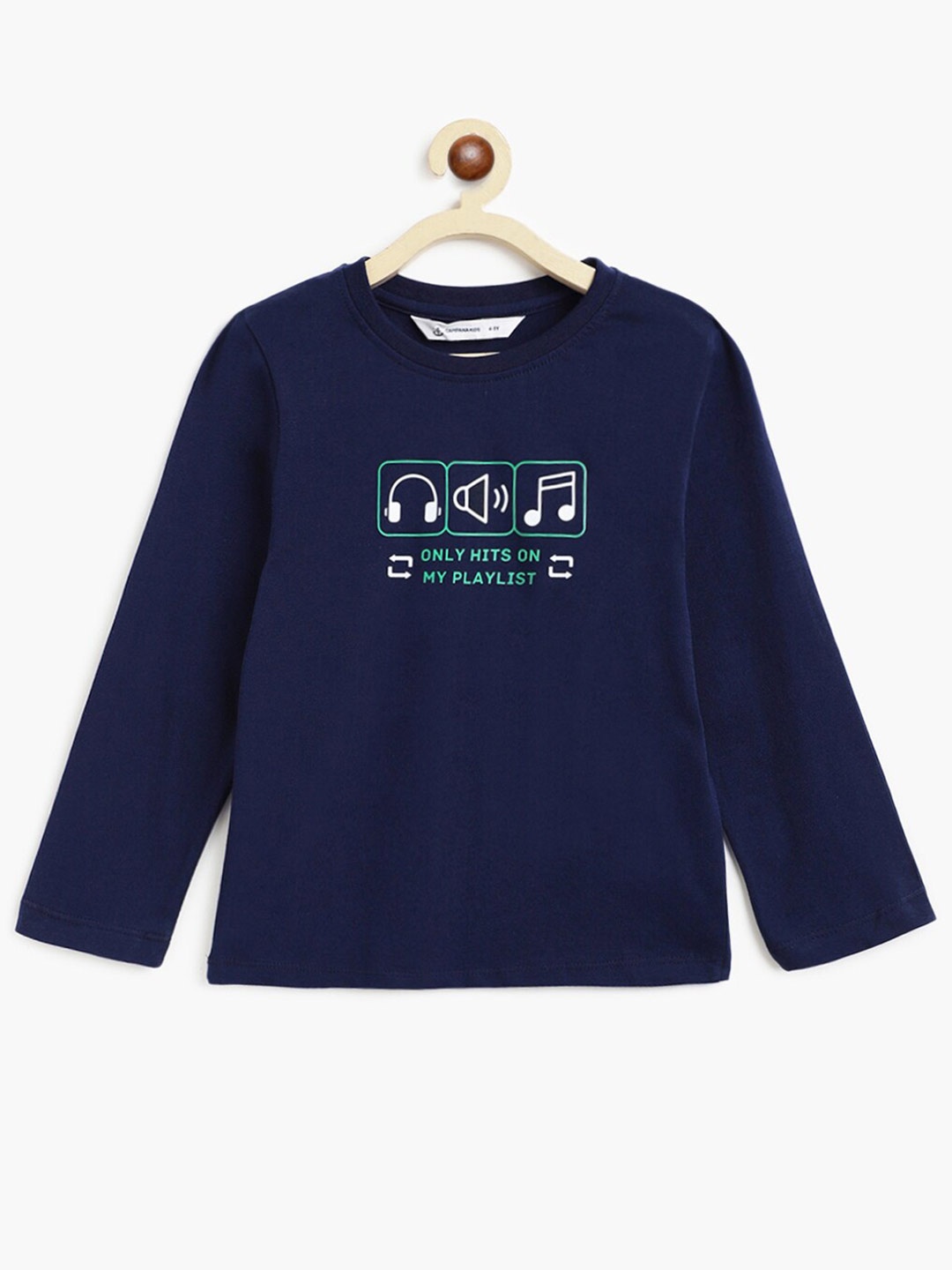 

Campana Boys Typography Printed Cotton Jersey T-shirt, Navy blue