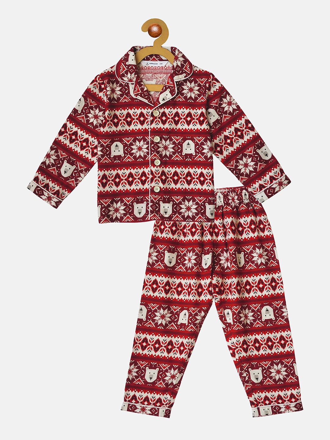 

Campana Boys Conversational Printed Pure Cotton Night suit, Red