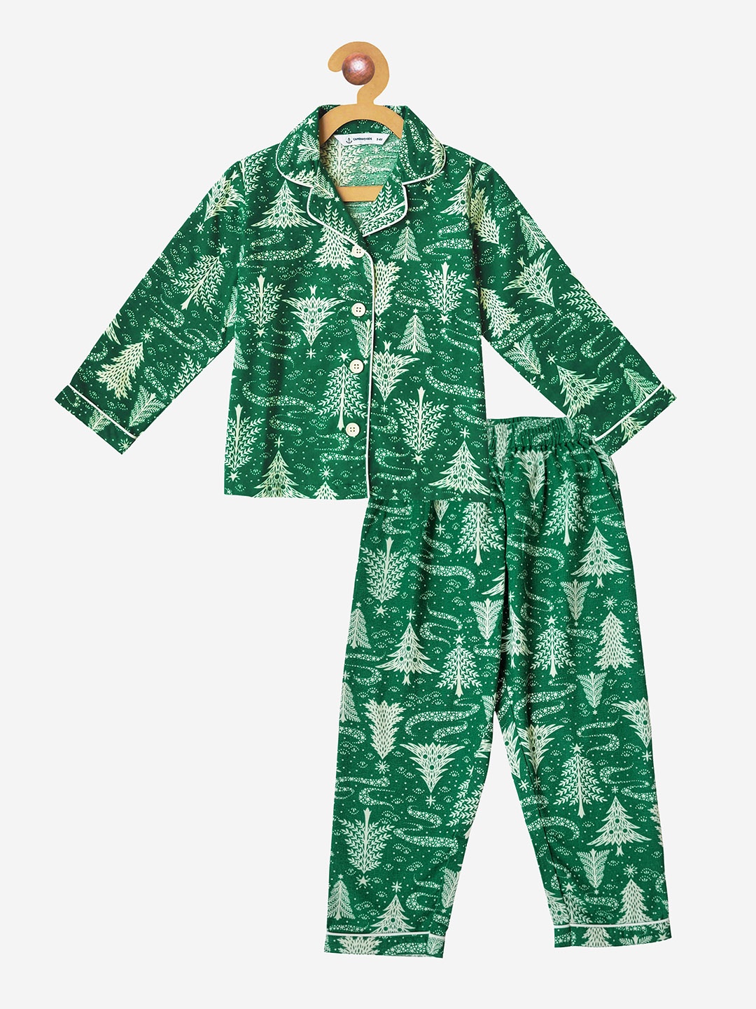 

Campana Boys Conversational Printed Pure Cotton Night suit, Green