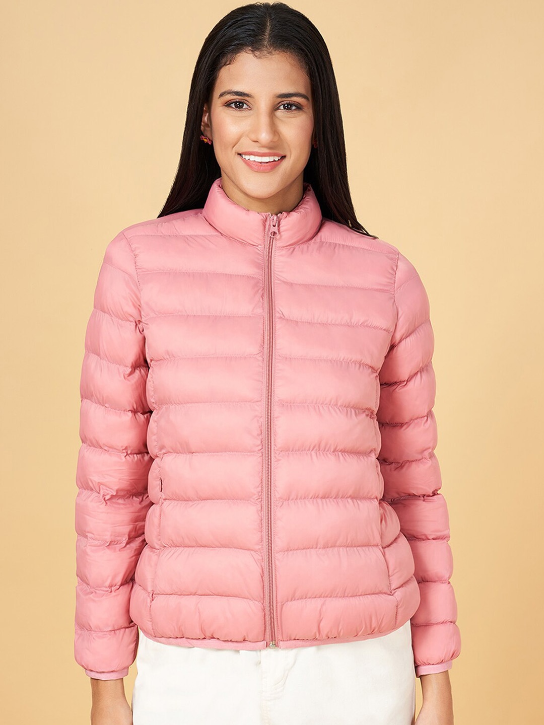 

Honey by Pantaloons Mock Collar Long Sleeves Quilted Jacket, Pink