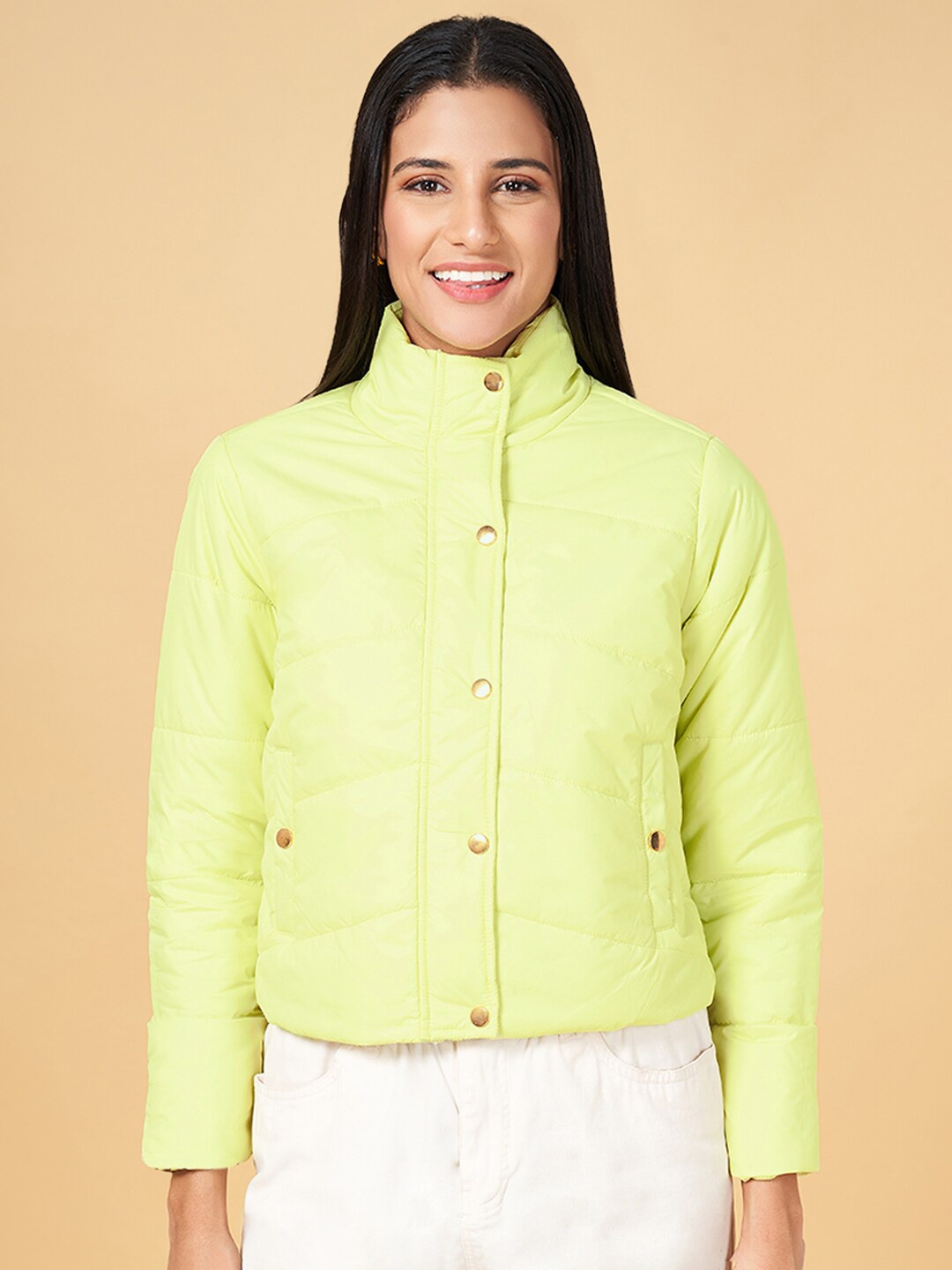 

Honey by Pantaloons Mock Collar Quilted Jacket, Green