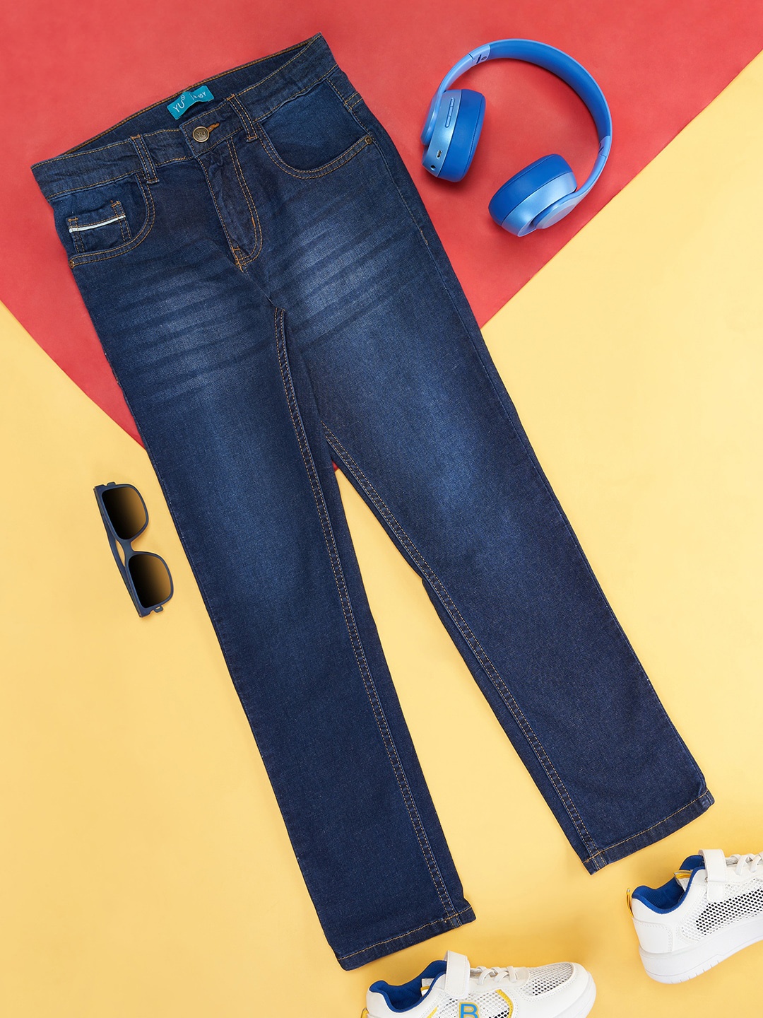 

YU by Pantaloons Boys Slim Fit Comfort Mid-Rise Jeans, Blue