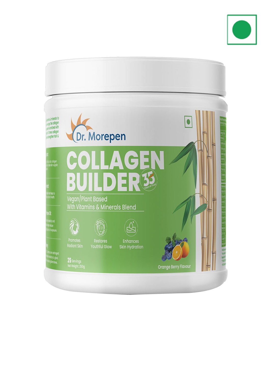 

Dr. Morepen Natural Collagen Builder Powder - Orange Berry - 250g, Green