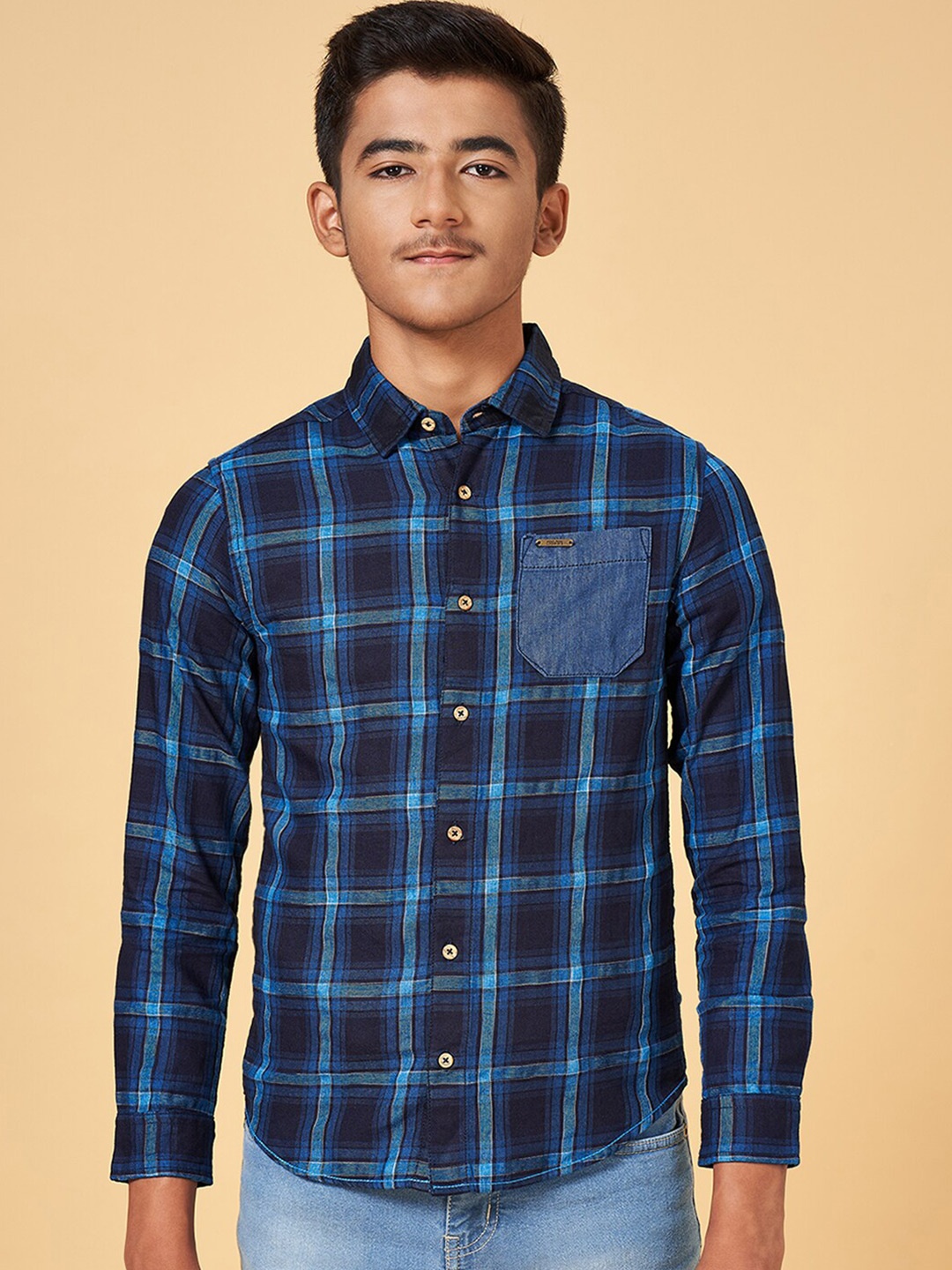

Coolsters by Pantaloons Boys Gingham Checked Cotton Casual Shirt, Blue