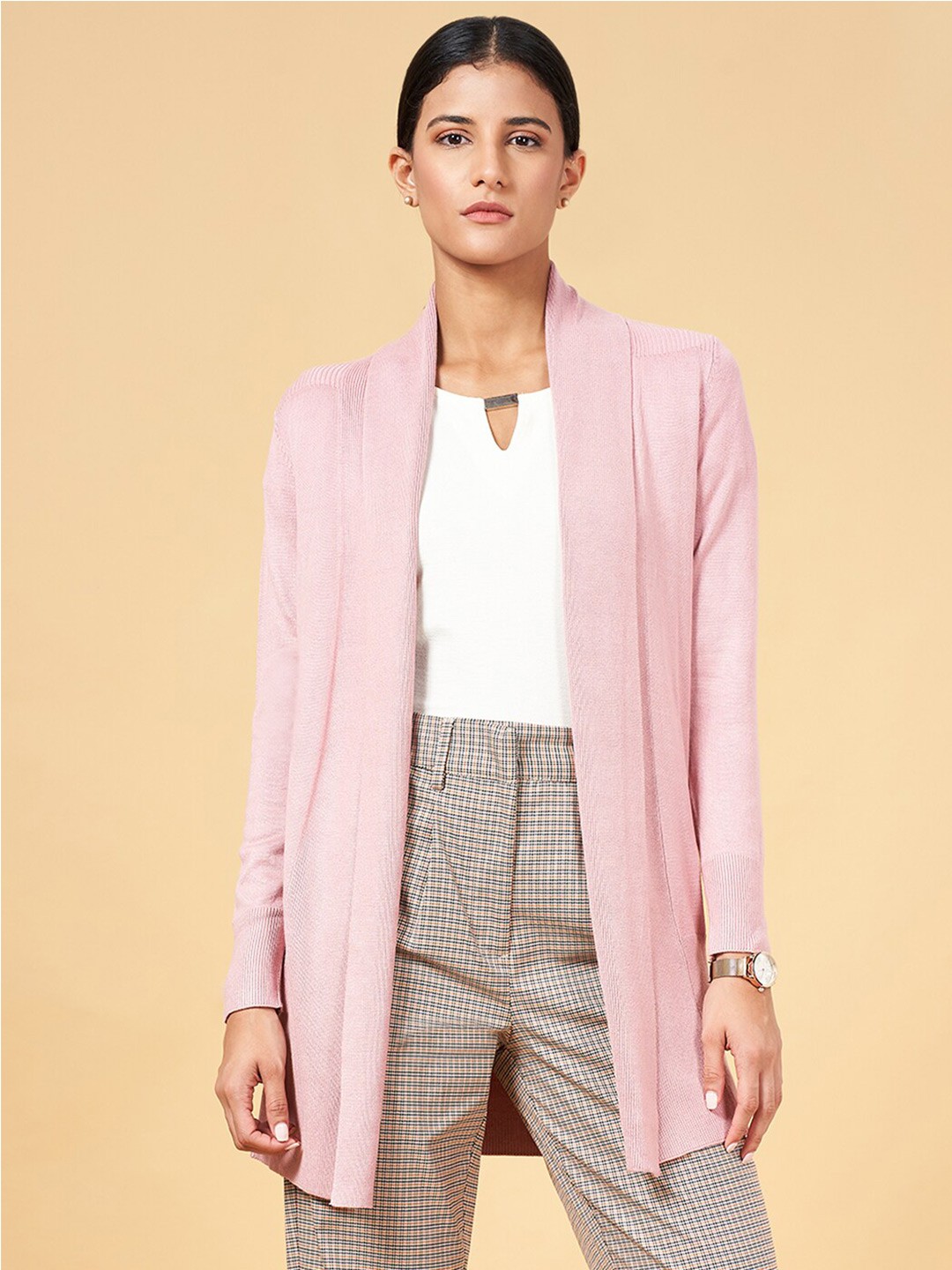 

Annabelle by Pantaloons Front-Open Longline Sweater, Pink