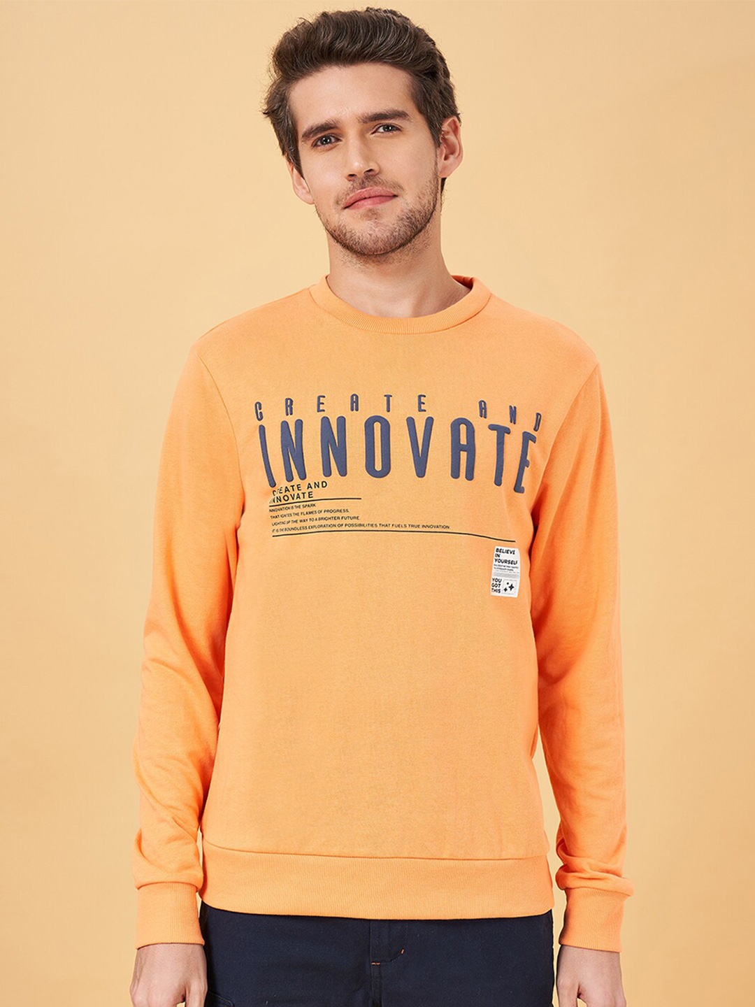 

YU by Pantaloons Typography Printed Pullover, Orange