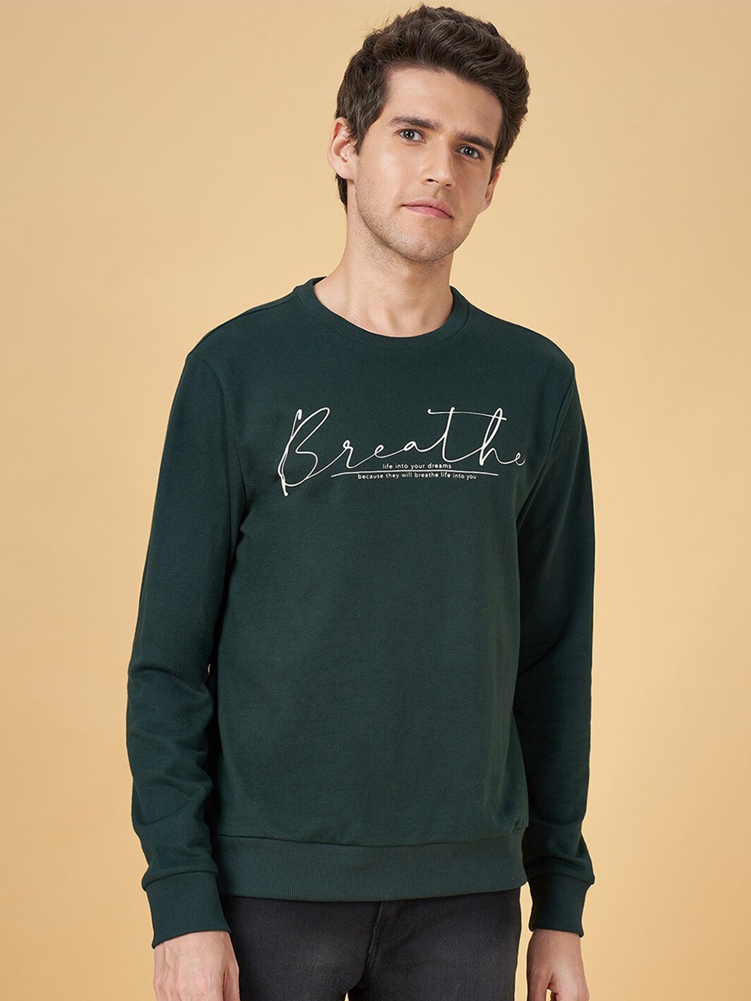 

YU by Pantaloons Typography Printed Pullover, Green