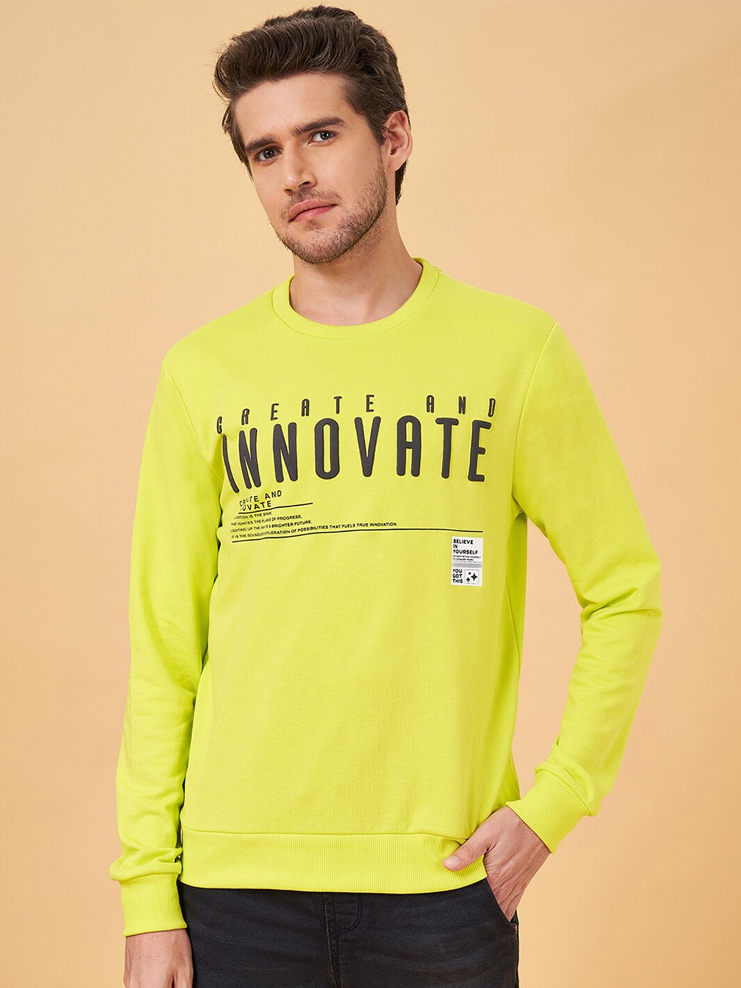 

YU by Pantaloons Typography Printed Pullover, Lime green