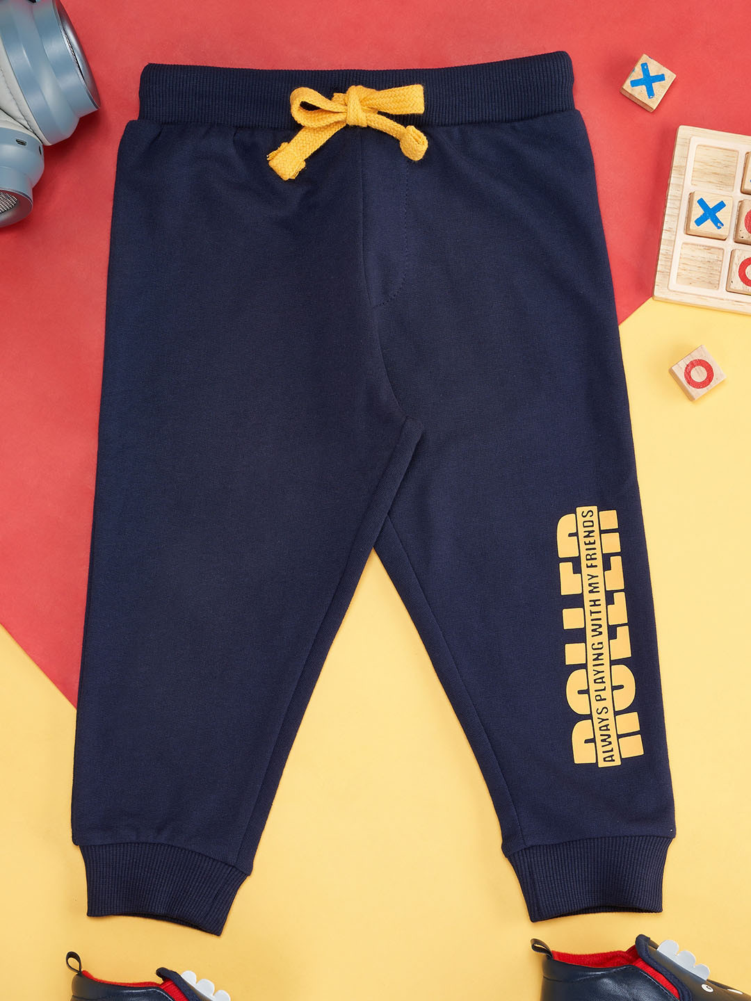 

Pantaloons Baby Infants Boys Cotton Mid Rise Joggers, Navy blue