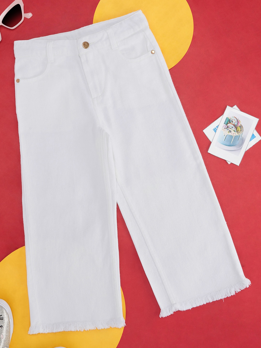 

Pantaloons Junior Girls Mid-Rise Trousers, White