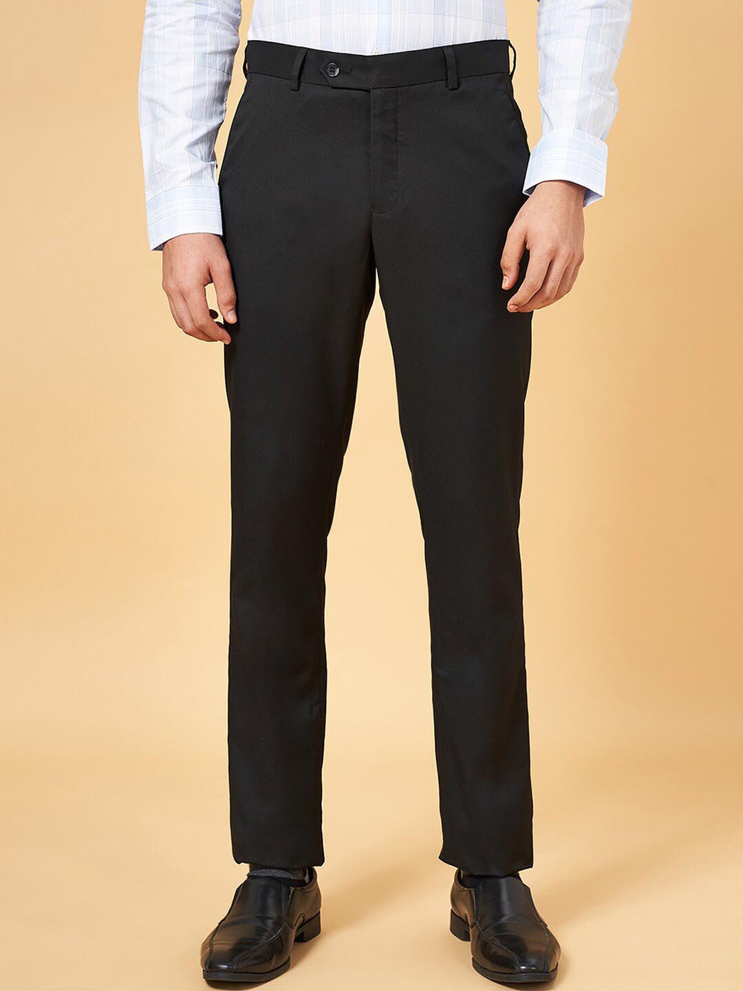 

Peregrine by Pantaloons Men Slim Fit Formal Trousers, Black