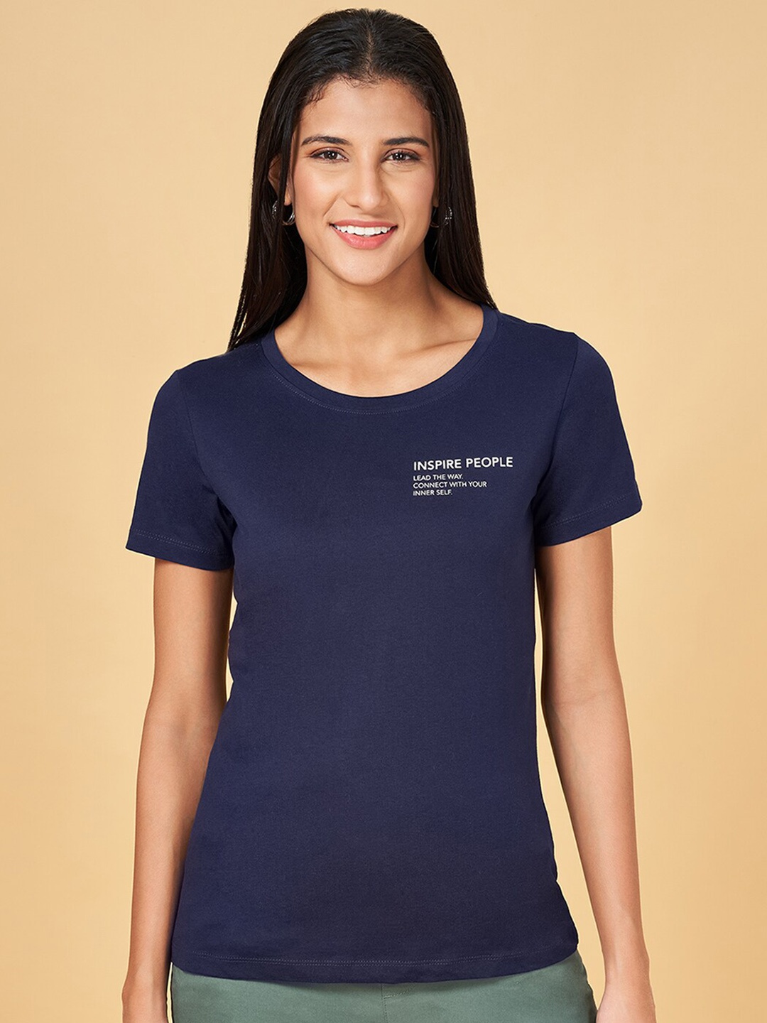 

Honey by Pantaloons Typography Printed Cotton T-shirt, Navy blue