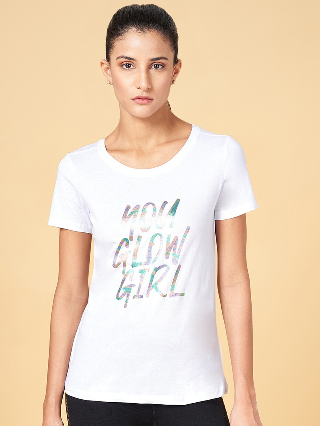 

Ajile by Pantaloons Typography Printed Cotton T-shirt, White