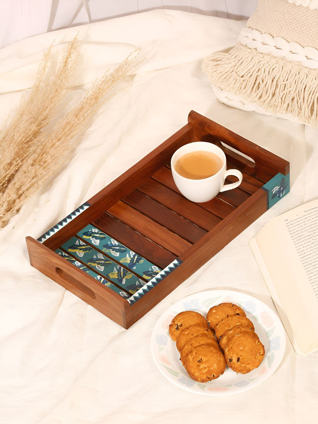 

Shilpkara Brown Textured Wooden Serving Tray