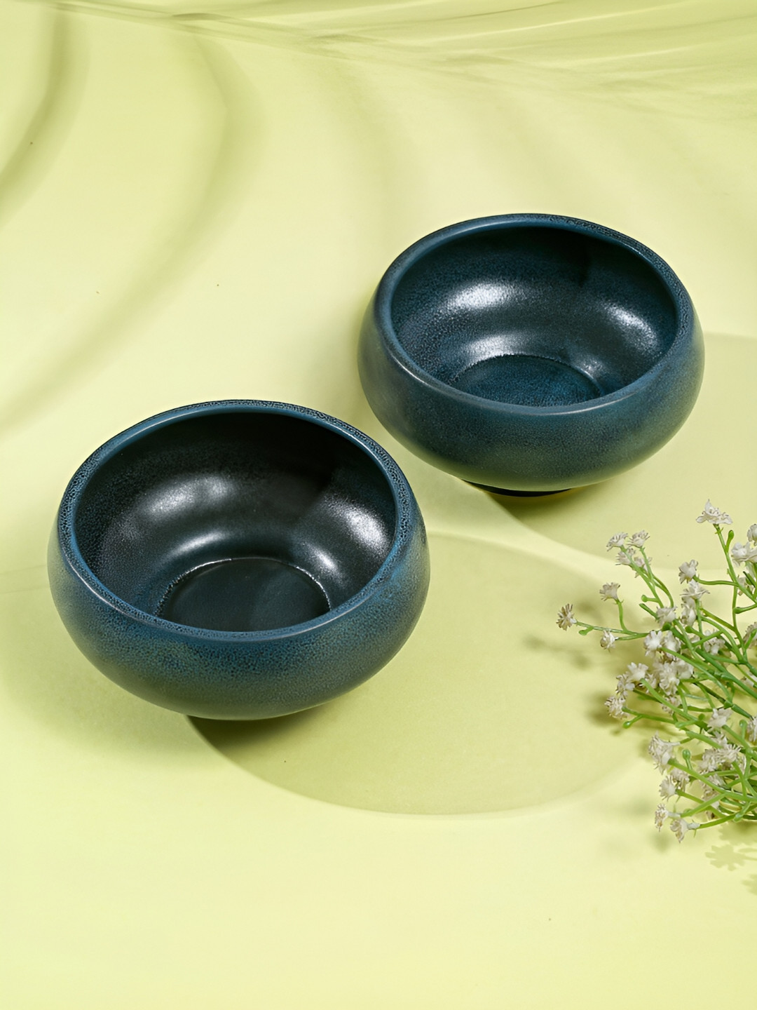 

Shilpkara Blue 2 Pieces Handcrafted and Hand Painted Ceramic Bowls