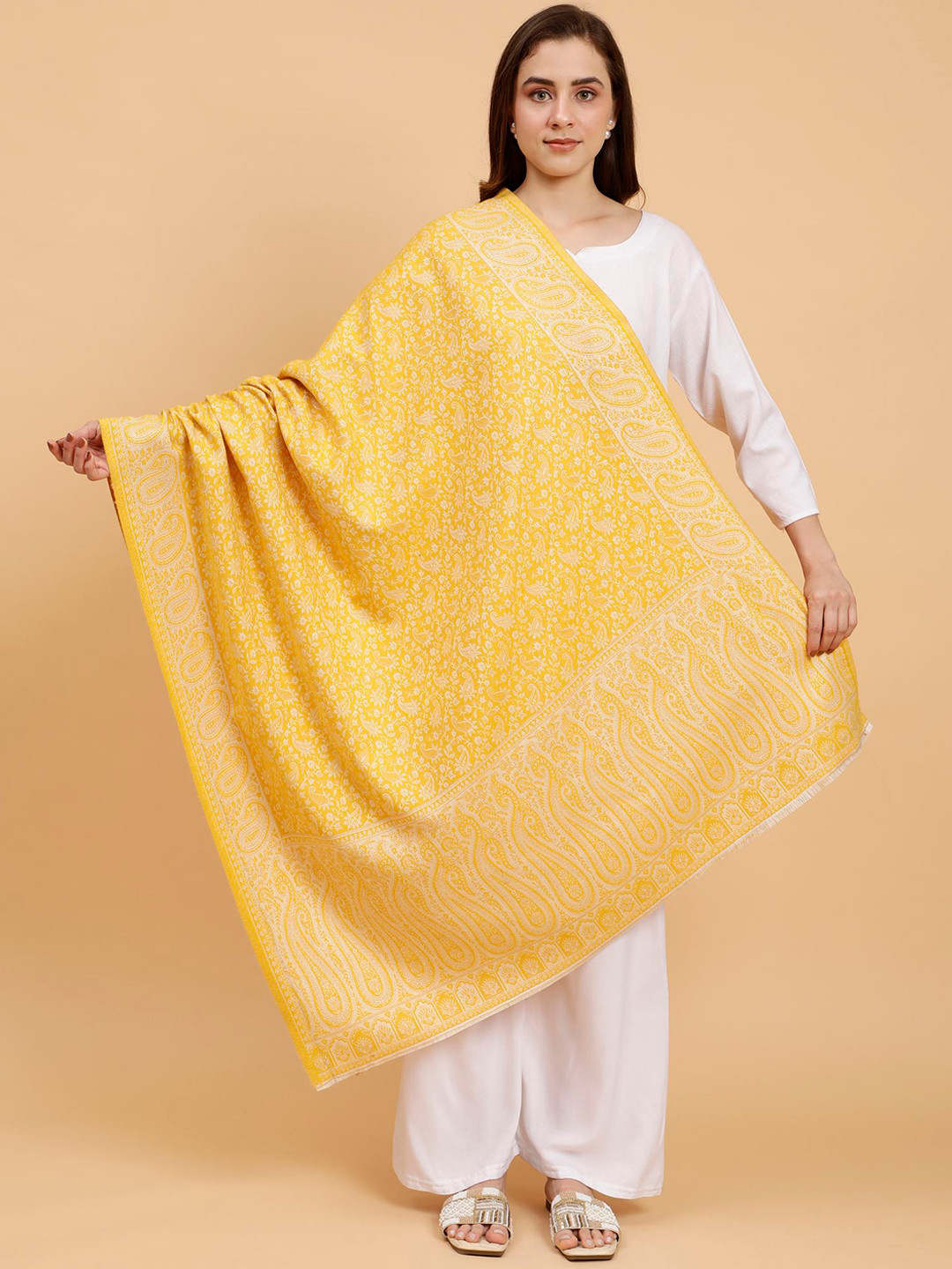 

Moda Chales Paisley Woven Design Shawl, Yellow