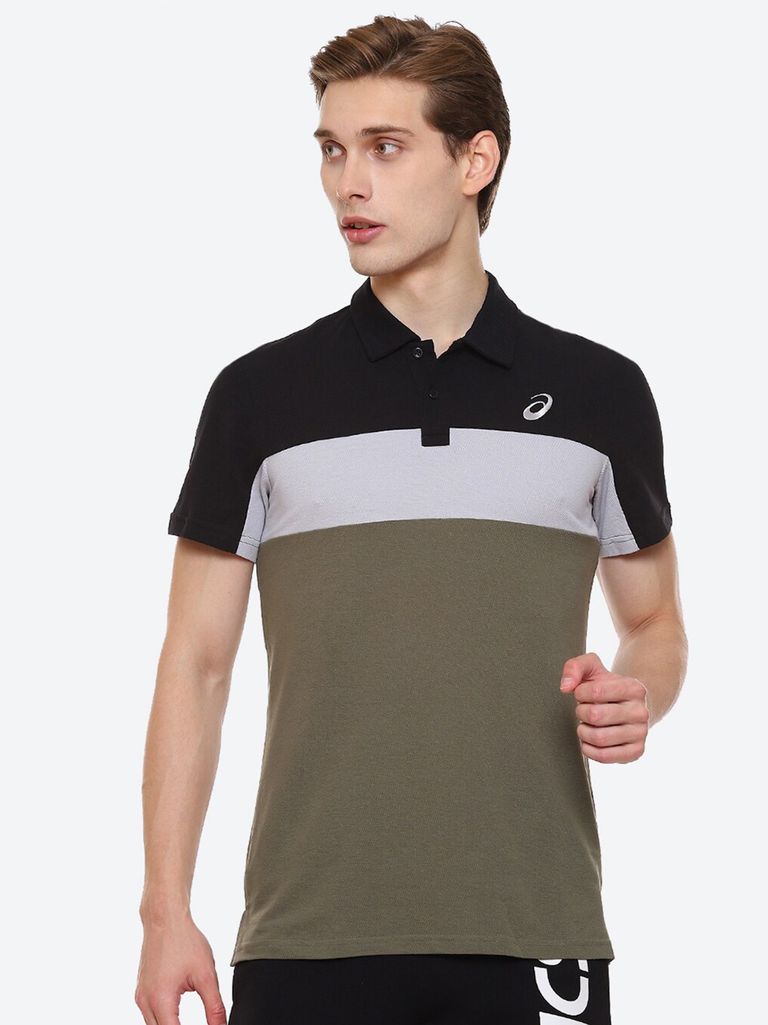 

ASICS Colourblocked Short Sleeves Polo Collar Sports T-shirt, Black