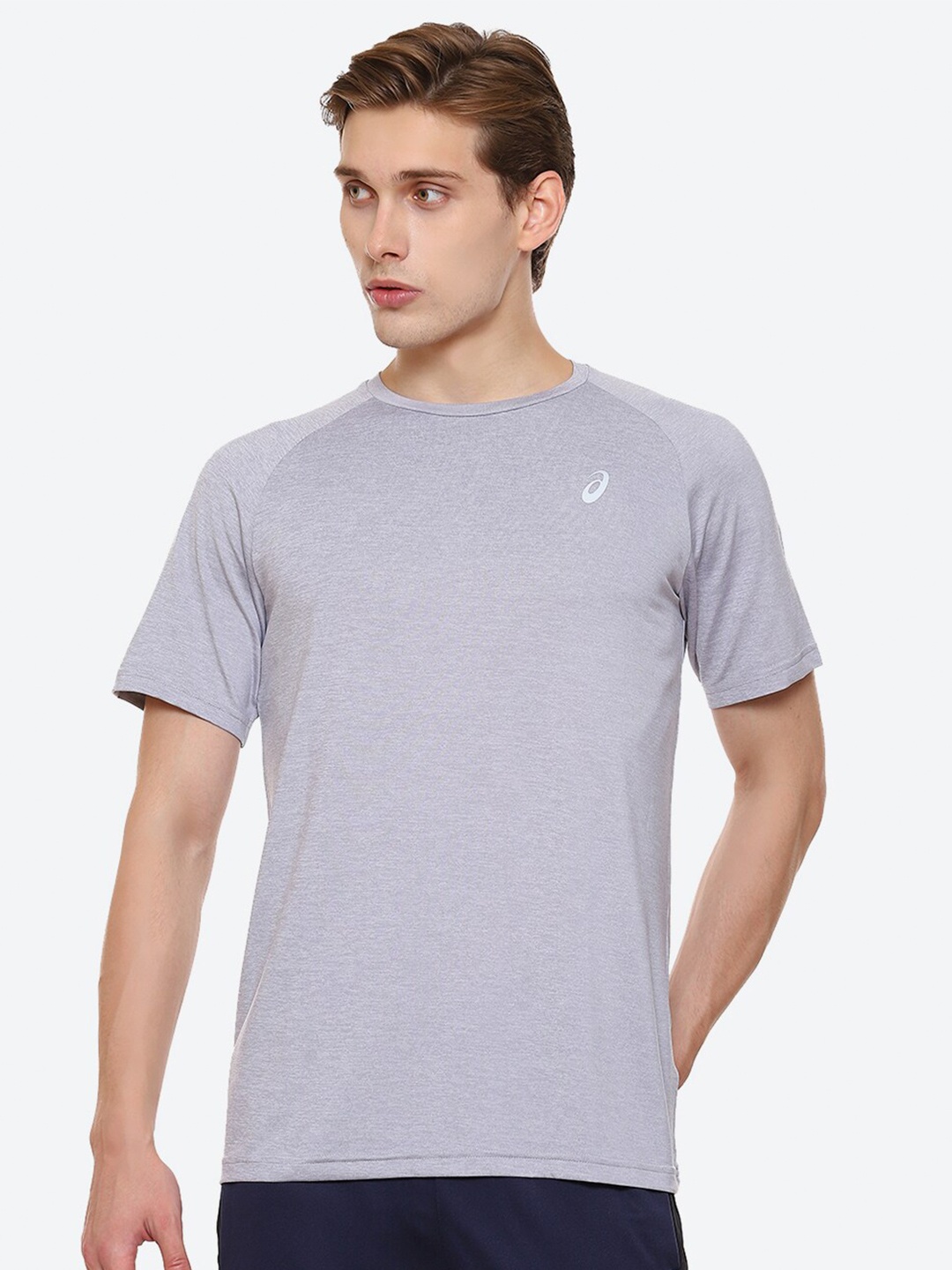 

ASICS Round Neck Heather Raglan Sleeves T-Shirt, Grey