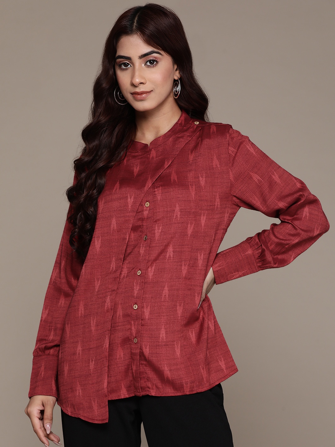 

aarke Ritu Kumar Women Relaxed Opaque Printed Casual Shirt, Red