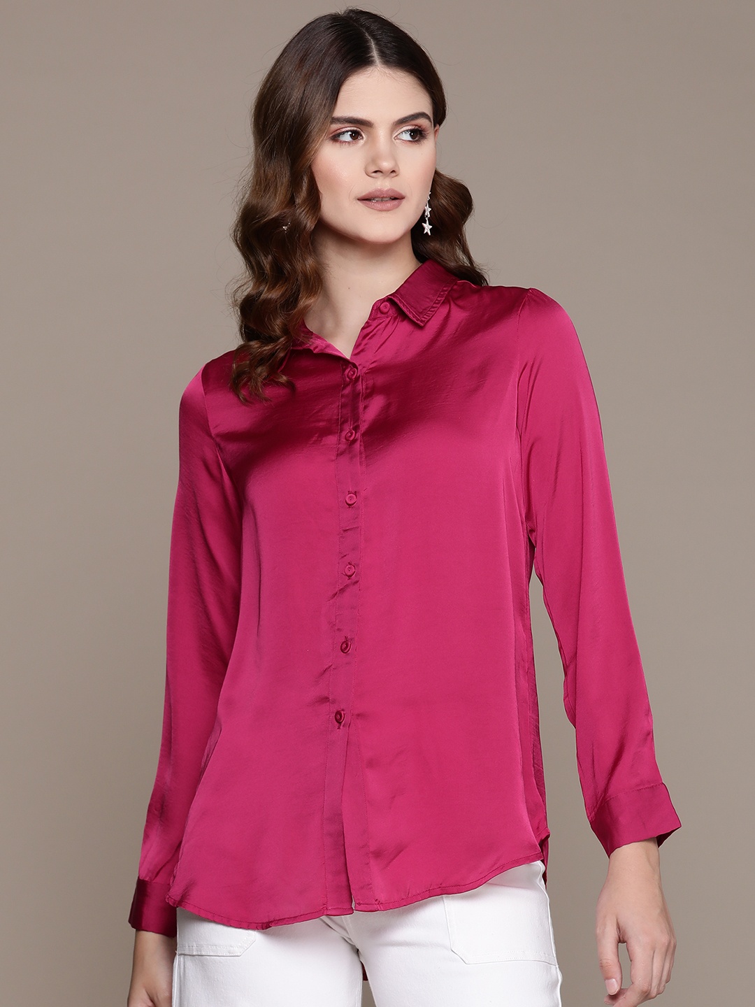 

Ritu Kumar Women Solid Relaxed Opaque Casual Shirt, Pink